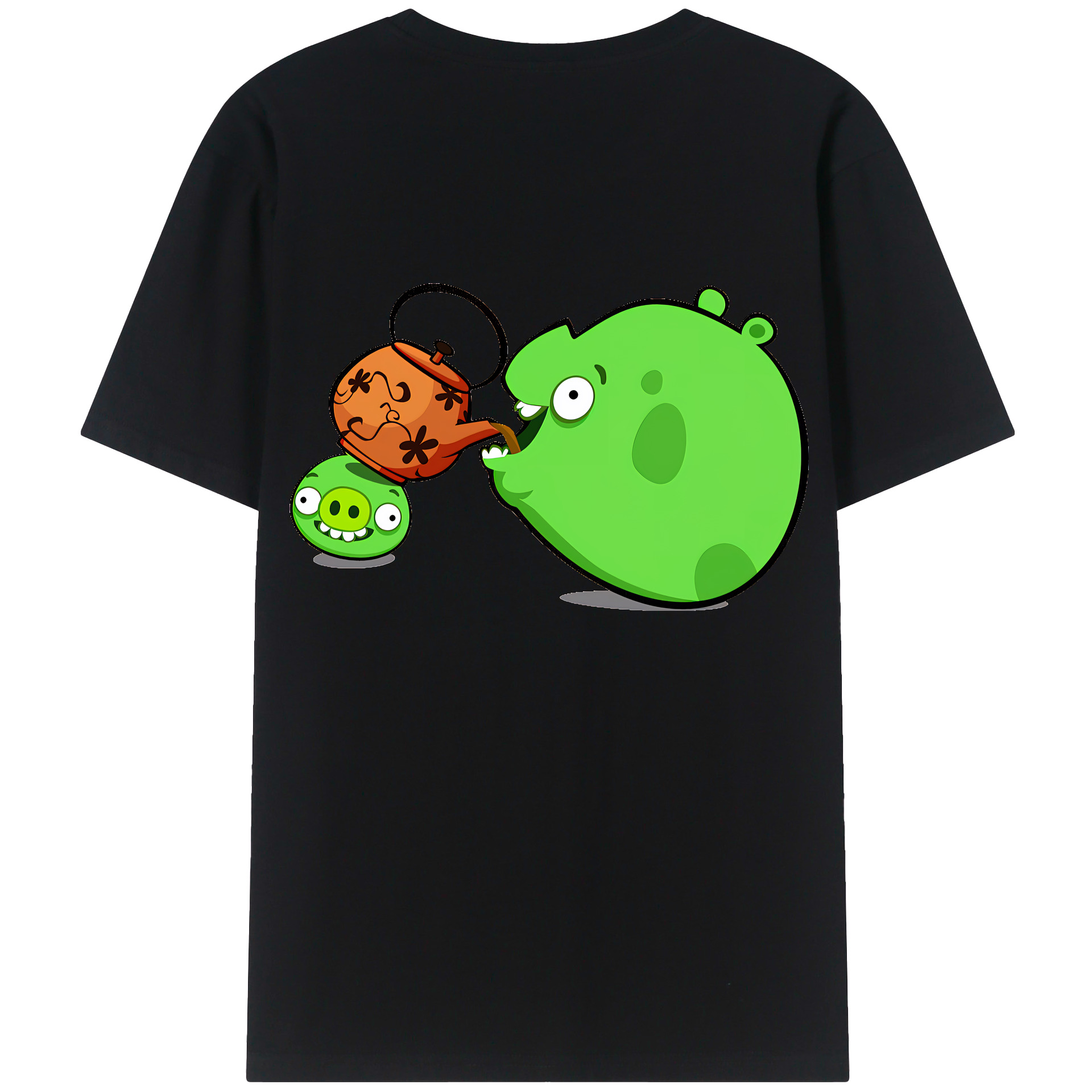 （画像用） Angry Birds アングリーバード 綿100％ メンズ半袖Tシャツ（バックプリント） 通気性