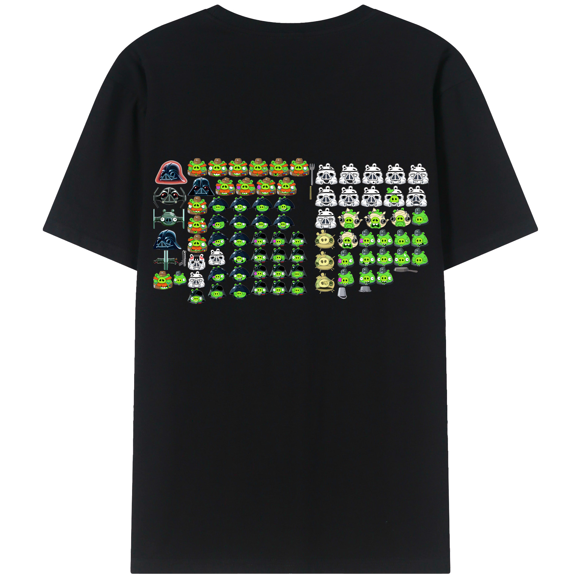（画像用） Angry Birds アングリーバード 綿100％ メンズ半袖Tシャツ（バックプリント） 通気性