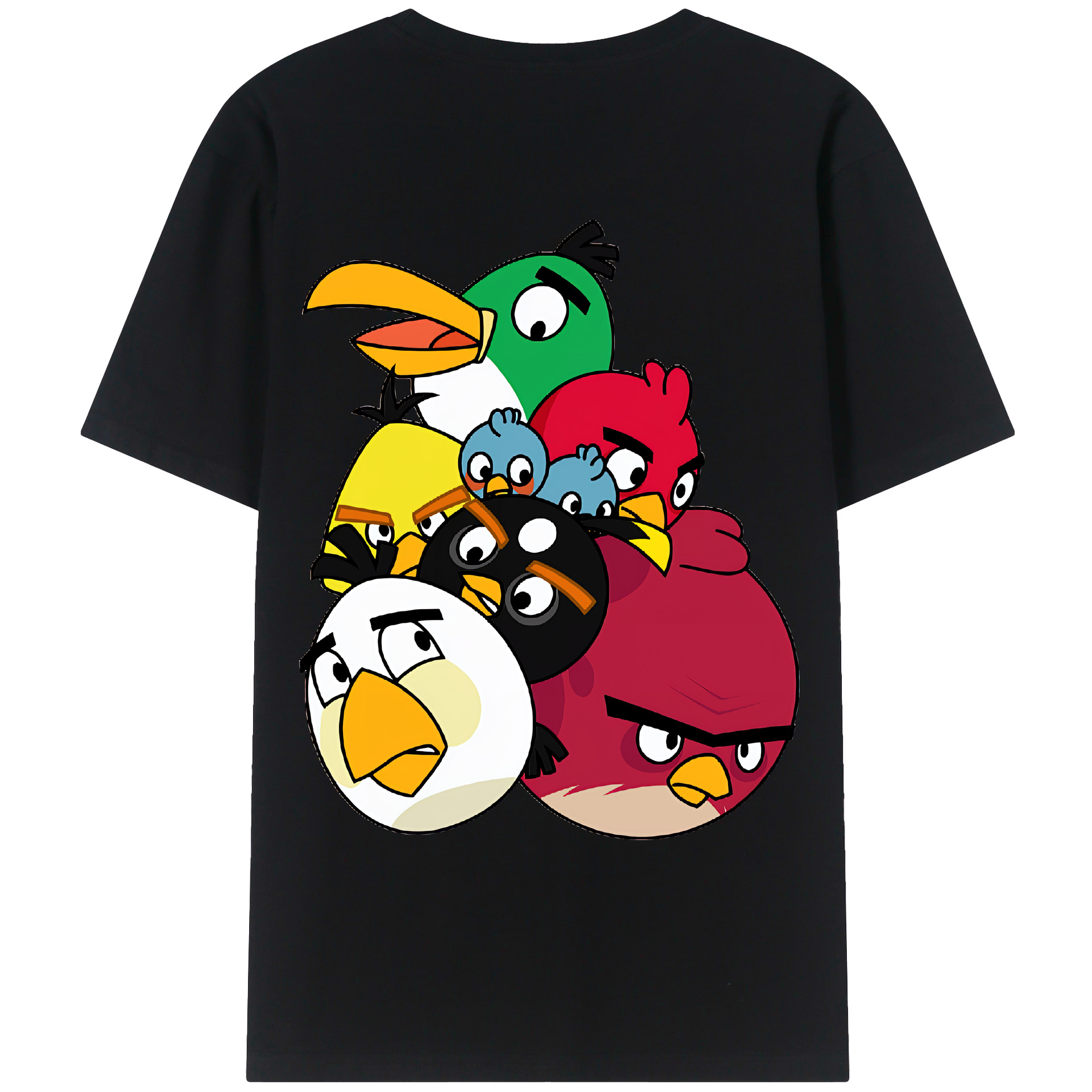 （画像用） Angry Birds アングリーバード 綿100％ メンズ半袖Tシャツ（バックプリント） 通気性