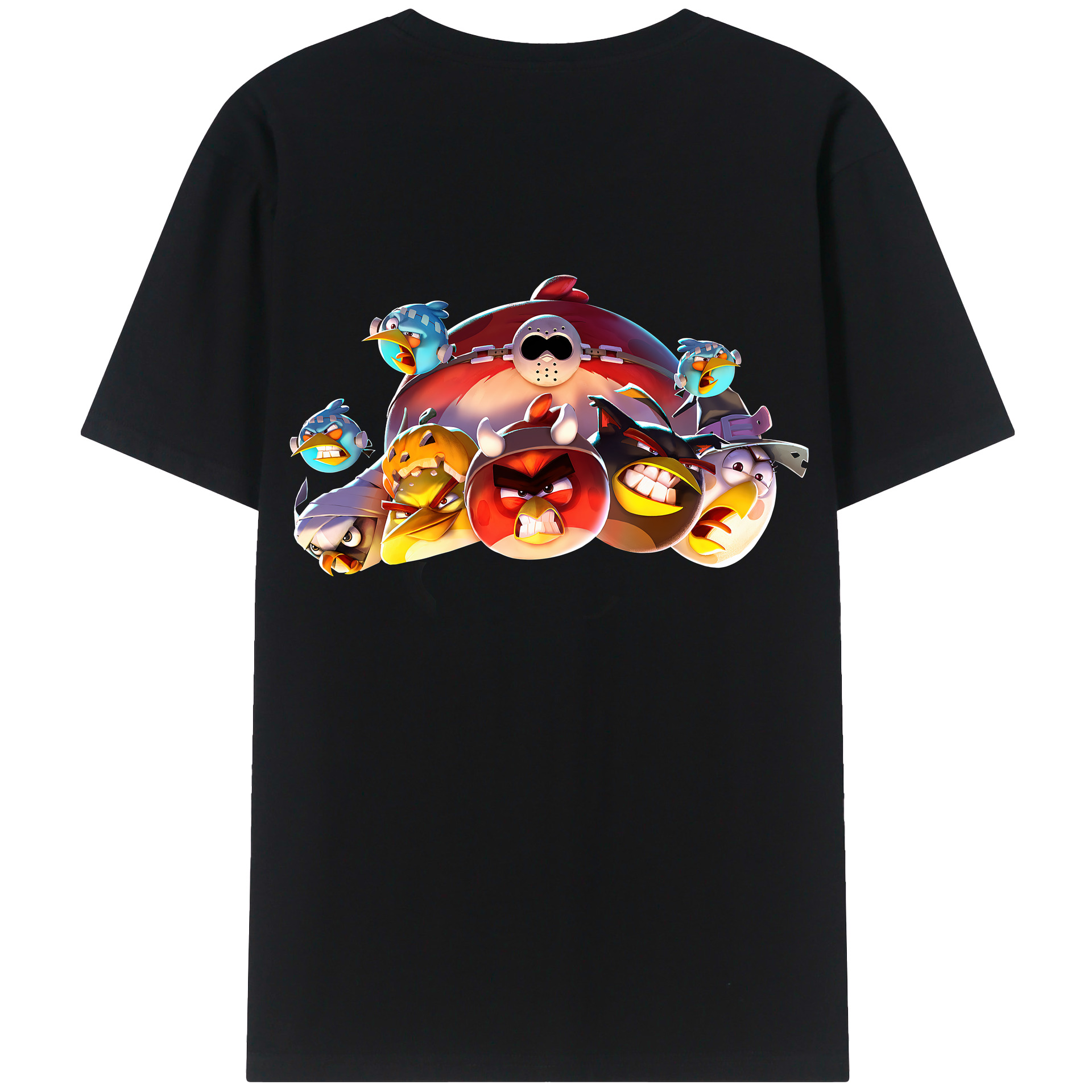 （画像用） Angry Birds アングリーバード 綿100％ メンズ半袖Tシャツ（バックプリント） 通気性