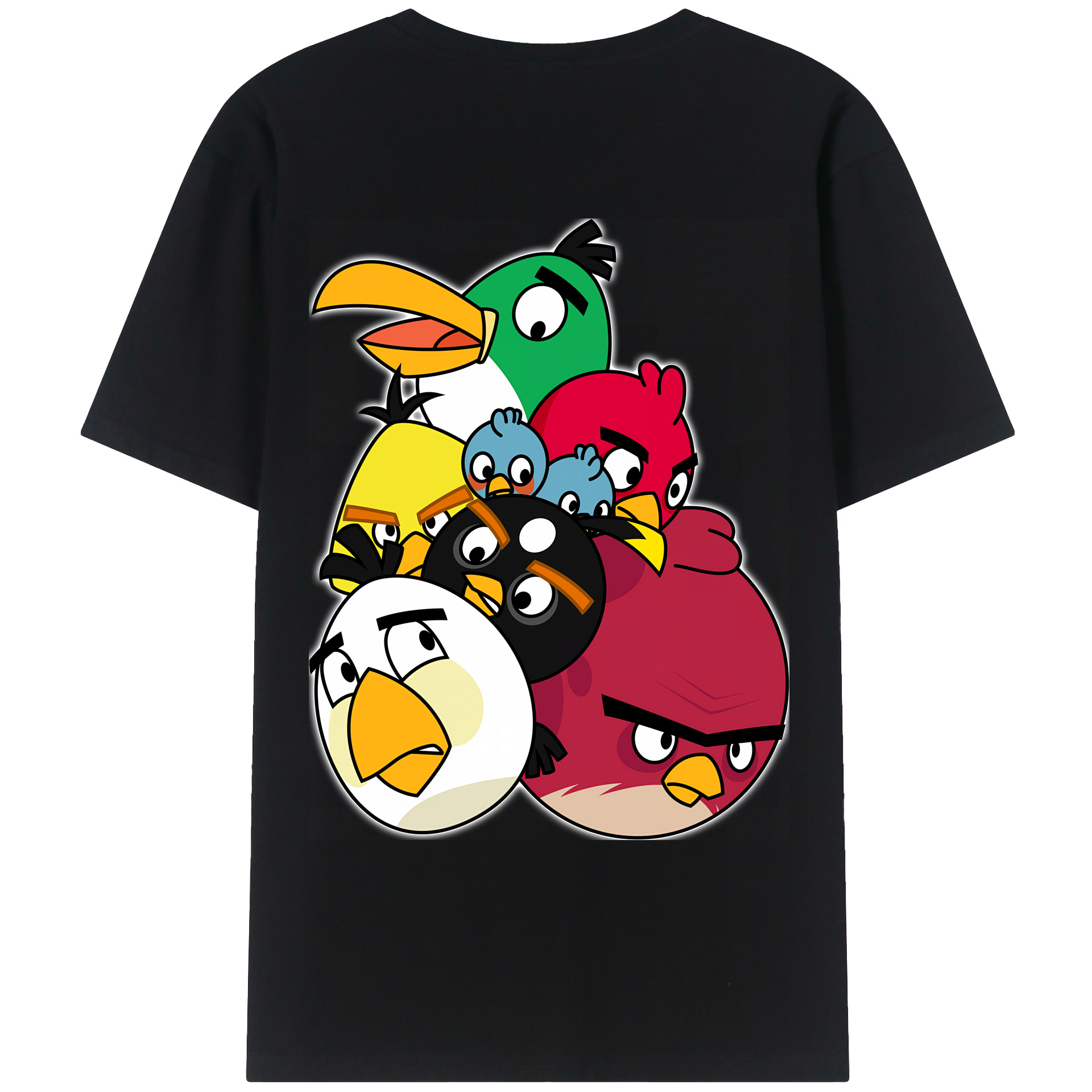 （画像用） Angry Birds アングリーバード 綿100％ メンズ半袖Tシャツ（バックプリント） 通気性