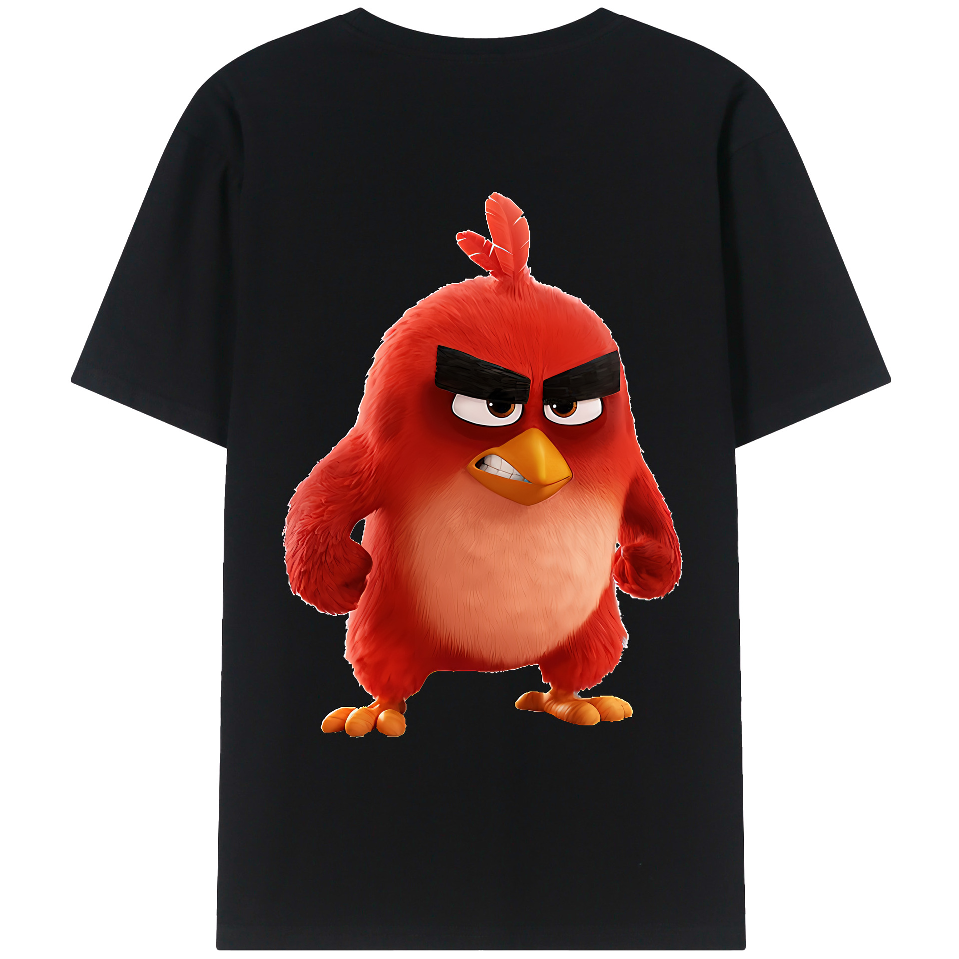 （画像用） Angry Birds アングリーバード 綿100％ メンズ半袖Tシャツ（バックプリント） 通気性