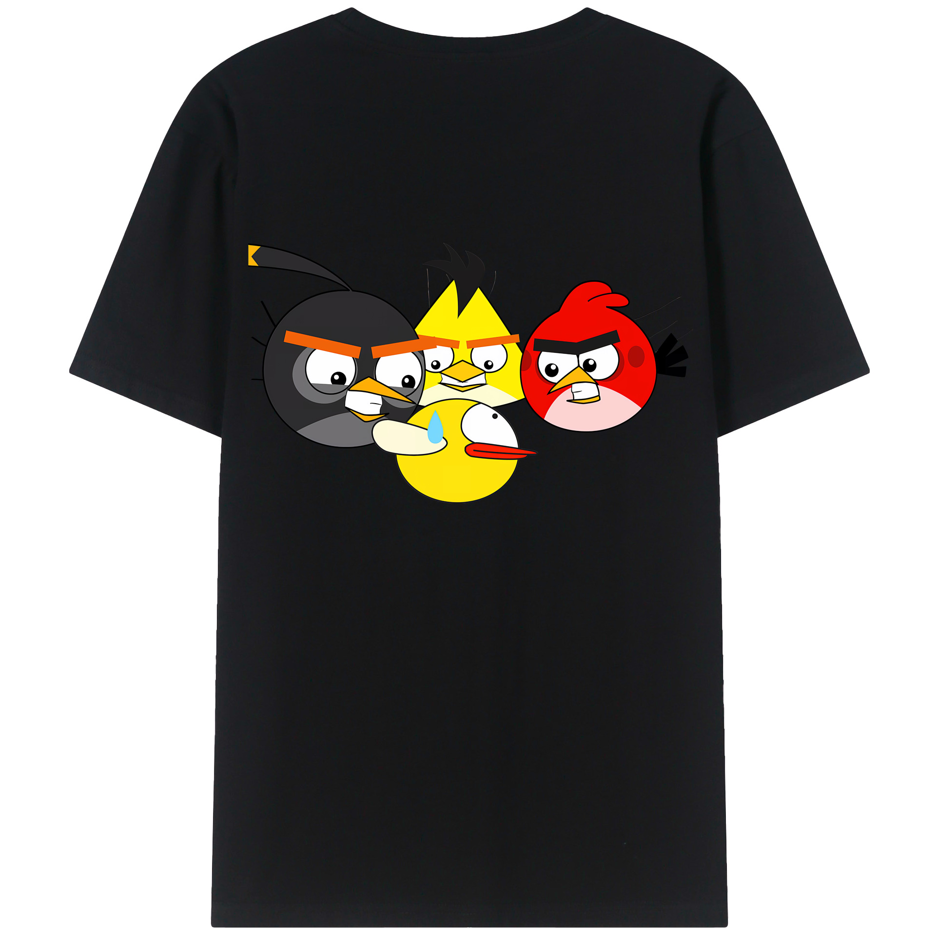 （画像用） Angry Birds アングリーバード 綿100％ メンズ半袖Tシャツ（バックプリント） 通気性