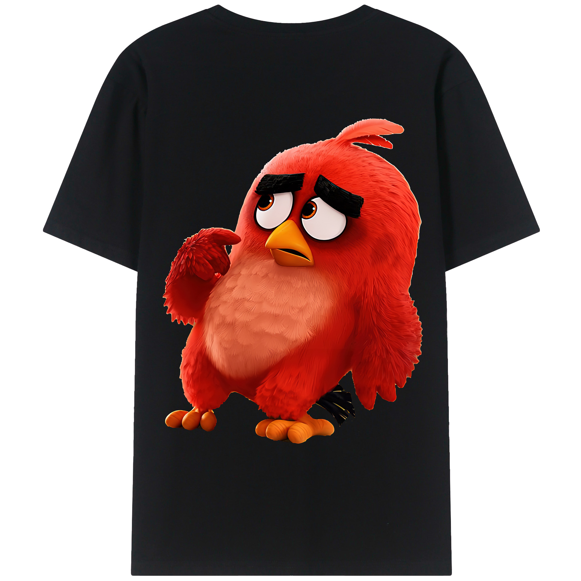 （画像用） Angry Birds アングリーバード 綿100％ メンズ半袖Tシャツ（バックプリント） 通気性