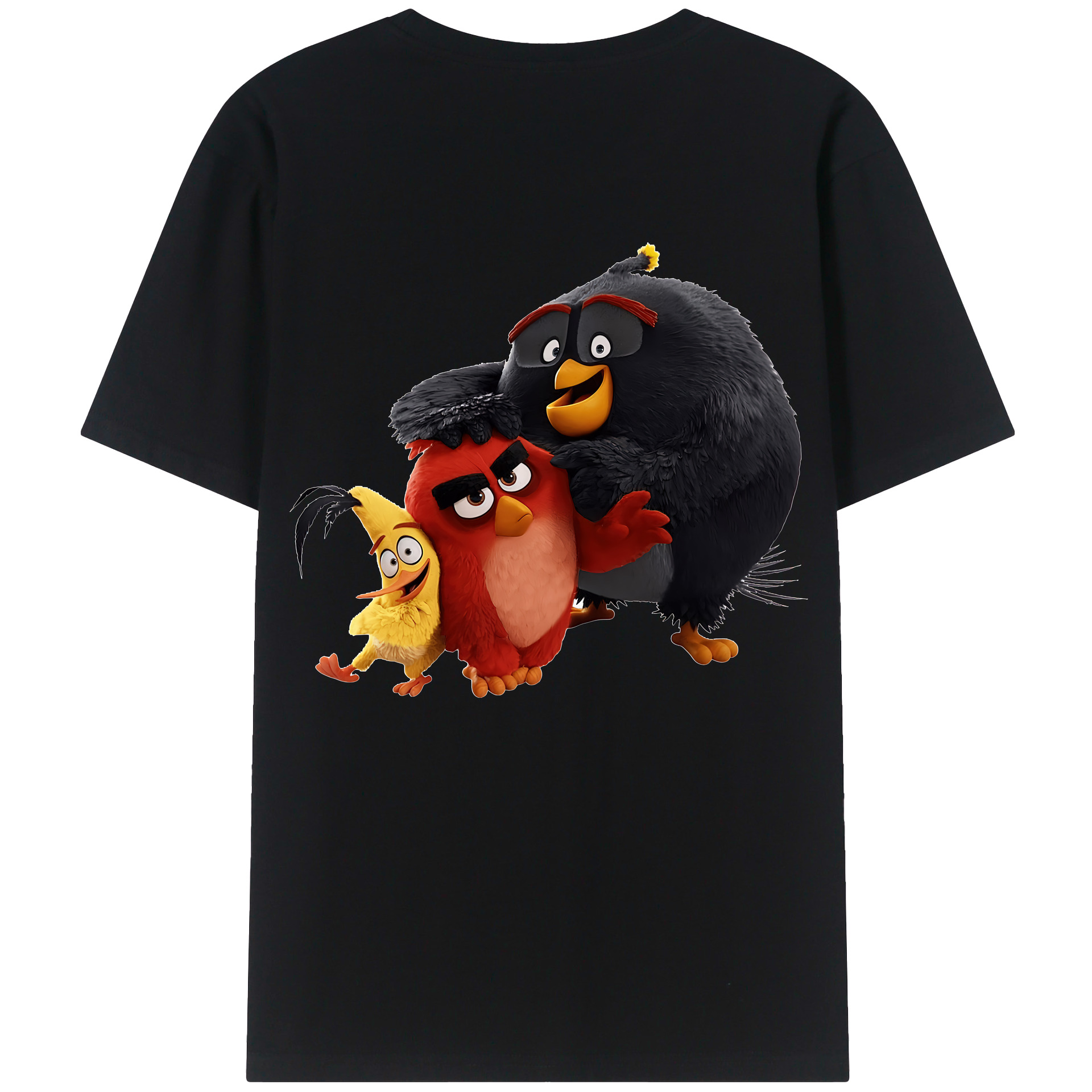 （画像用） Angry Birds アングリーバード 綿100％ メンズ半袖Tシャツ（バックプリント） 通気性