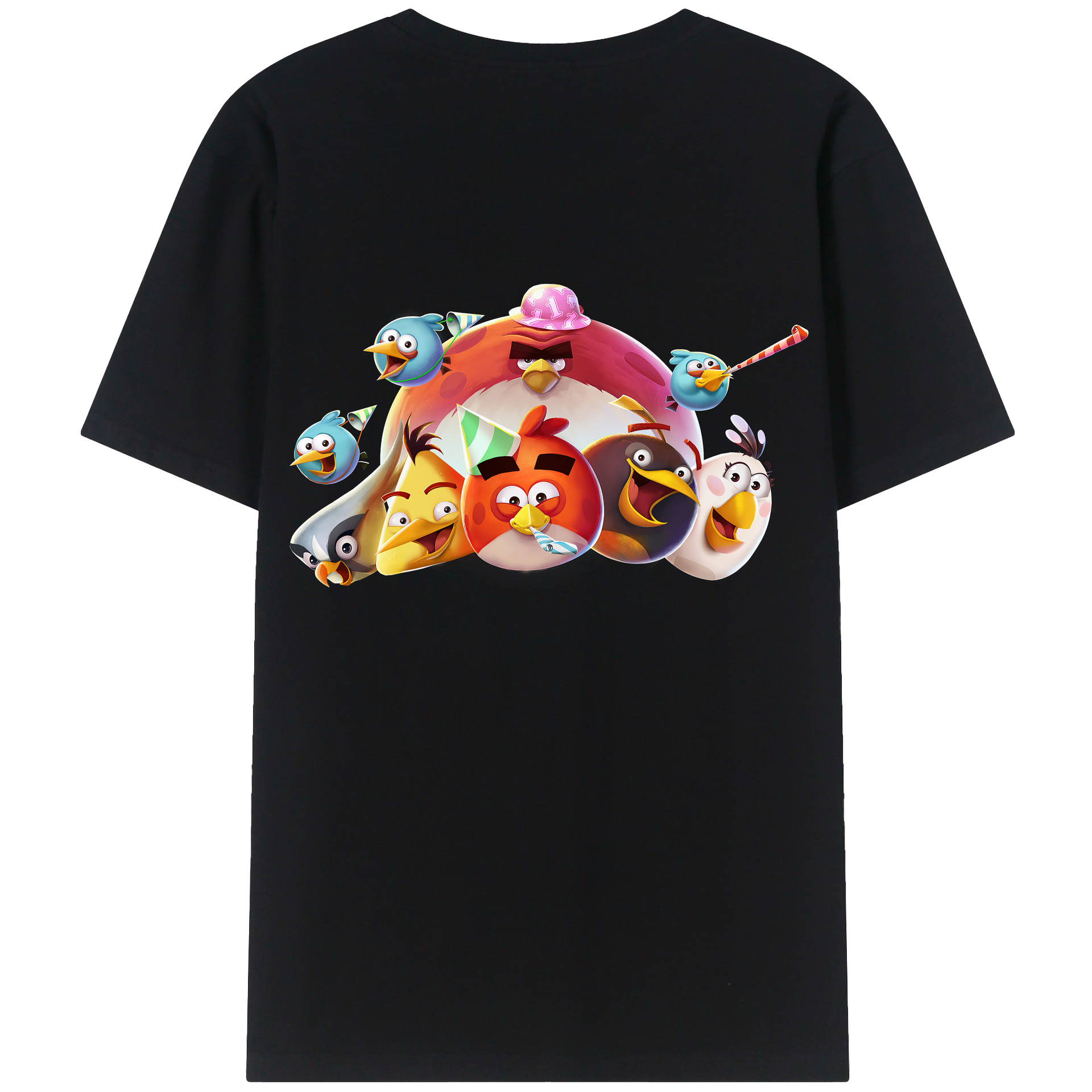（画像用） Angry Birds アングリーバード 綿100％ メンズ半袖Tシャツ（バックプリント） 通気性
