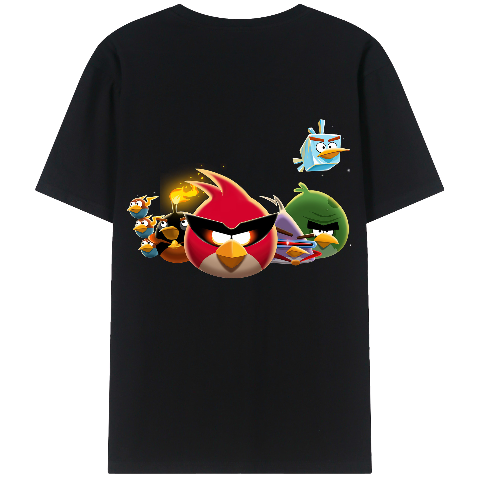 （画像用） Angry Birds アングリーバード 綿100％ メンズ半袖Tシャツ（バックプリント） 通気性