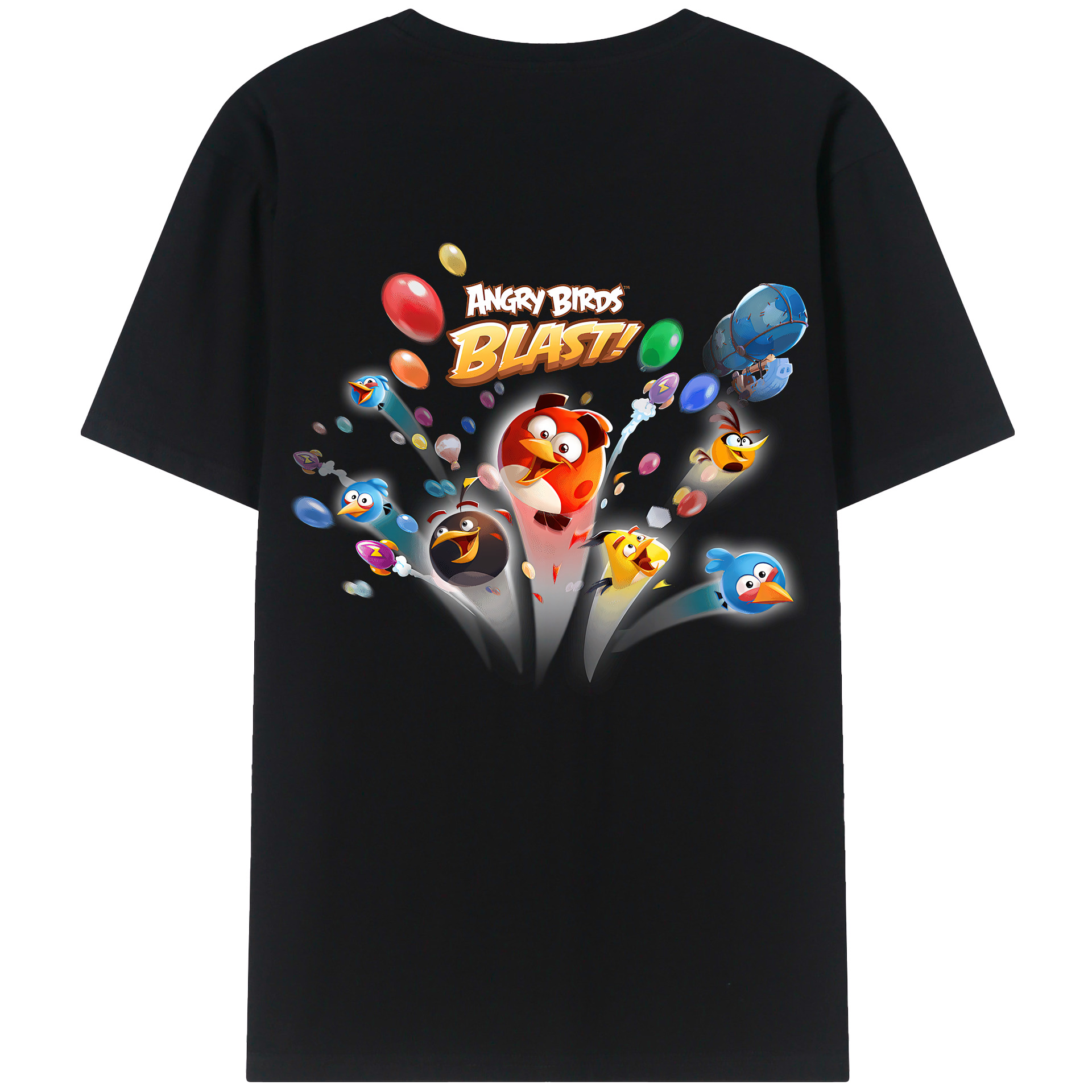 （画像用） Angry Birds アングリーバード 綿100％ メンズ半袖Tシャツ（バックプリント） 通気性