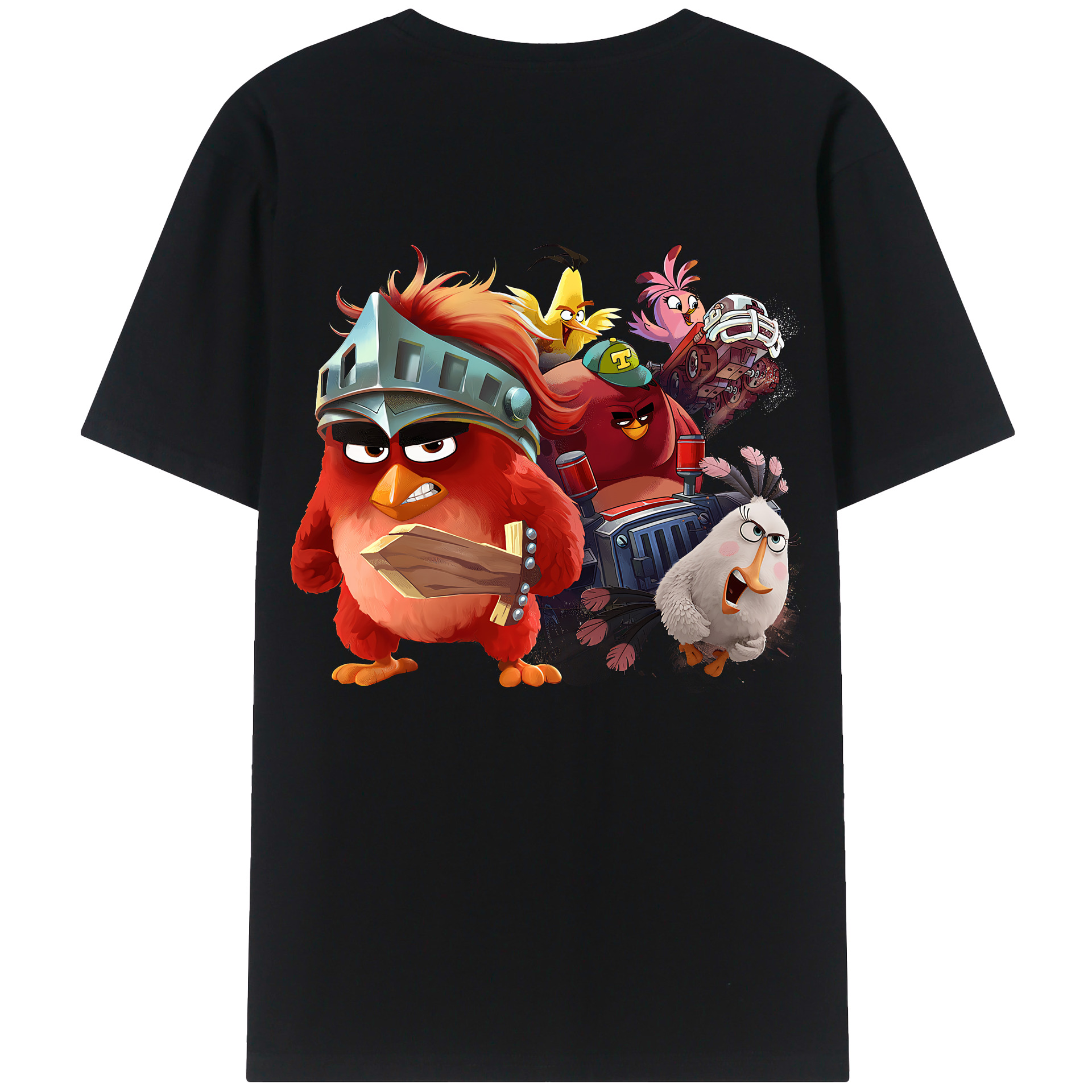 （画像用） Angry Birds アングリーバード 綿100％ メンズ半袖Tシャツ（バックプリント） 通気性
