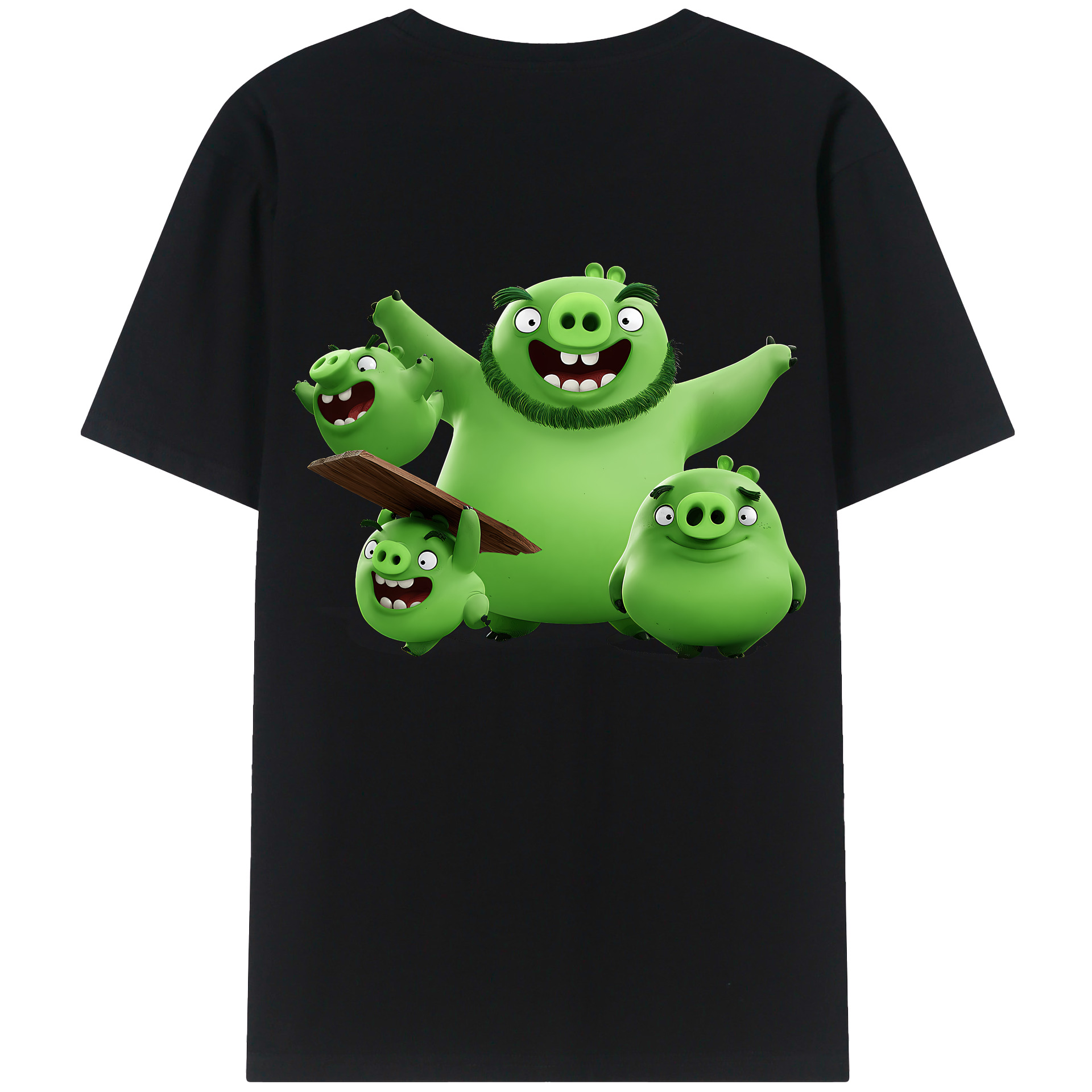 （画像用） Angry Birds アングリーバード 綿100％ メンズ半袖Tシャツ（バックプリント） 通気性