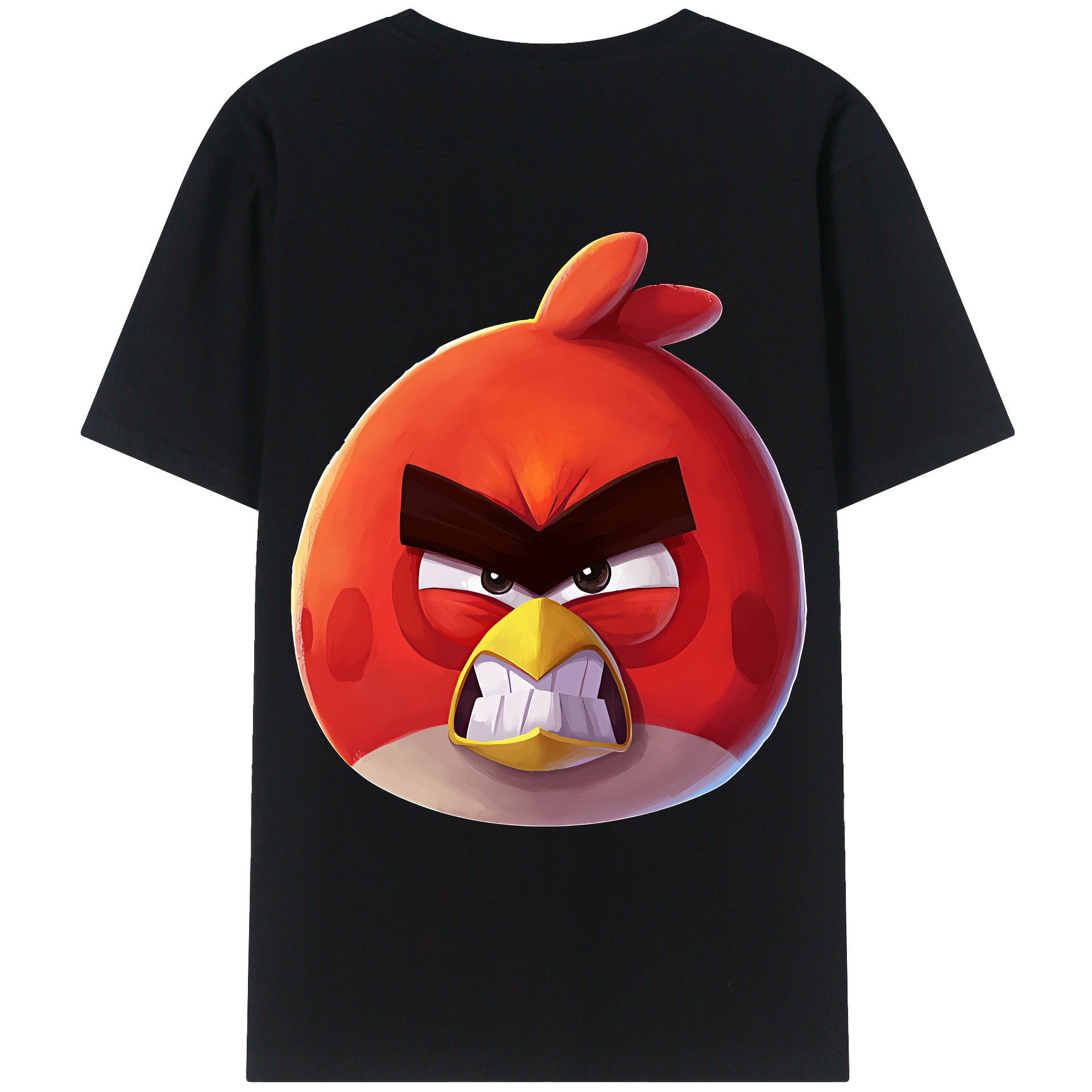 （画像用） Angry Birds アングリーバード 綿100％ メンズ半袖Tシャツ（バックプリント） 通気性