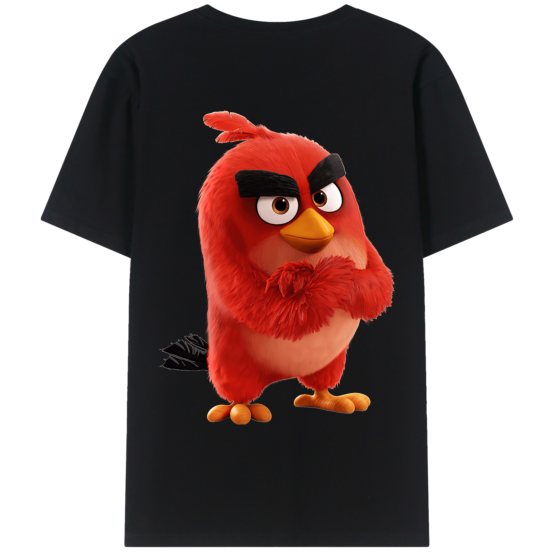 （画像用） Angry Birds アングリーバード 綿100％ メンズ半袖Tシャツ（バックプリント） 通気性