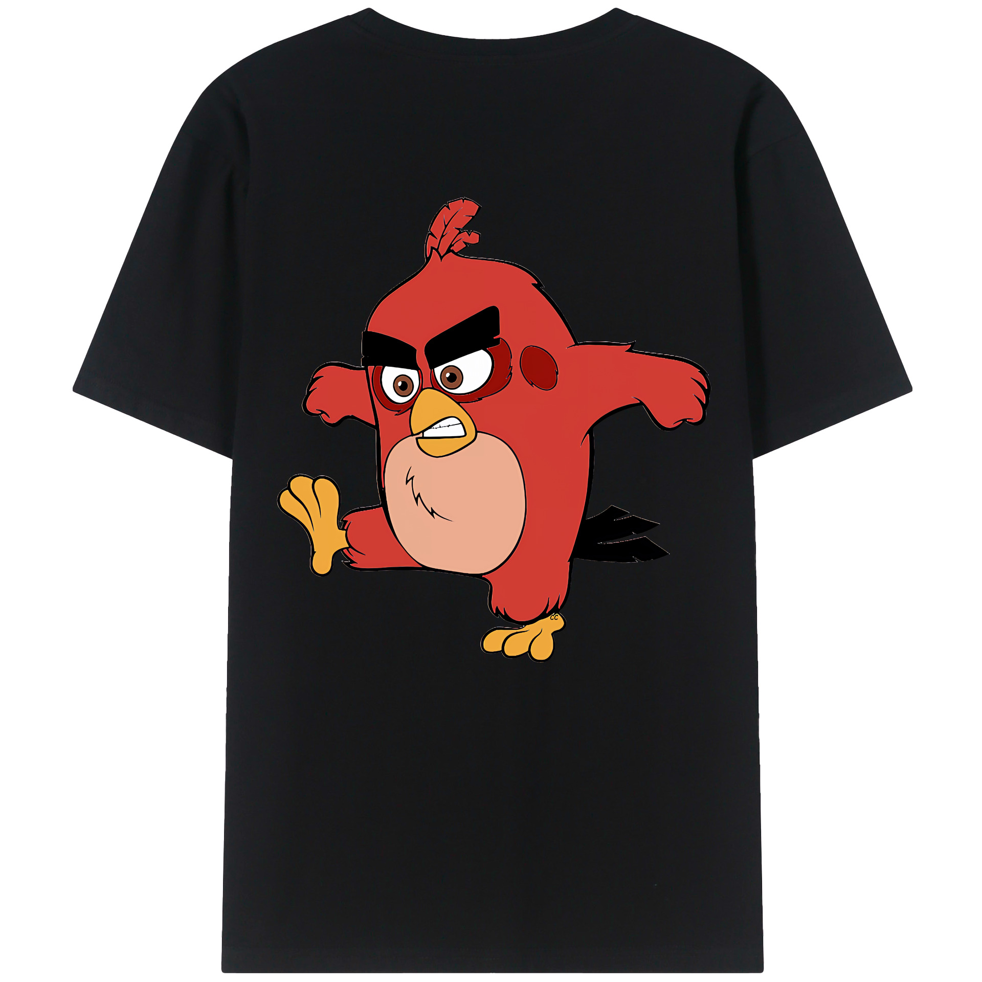 （画像用） Angry Birds アングリーバード 綿100％ メンズ半袖Tシャツ（バックプリント） 通気性
