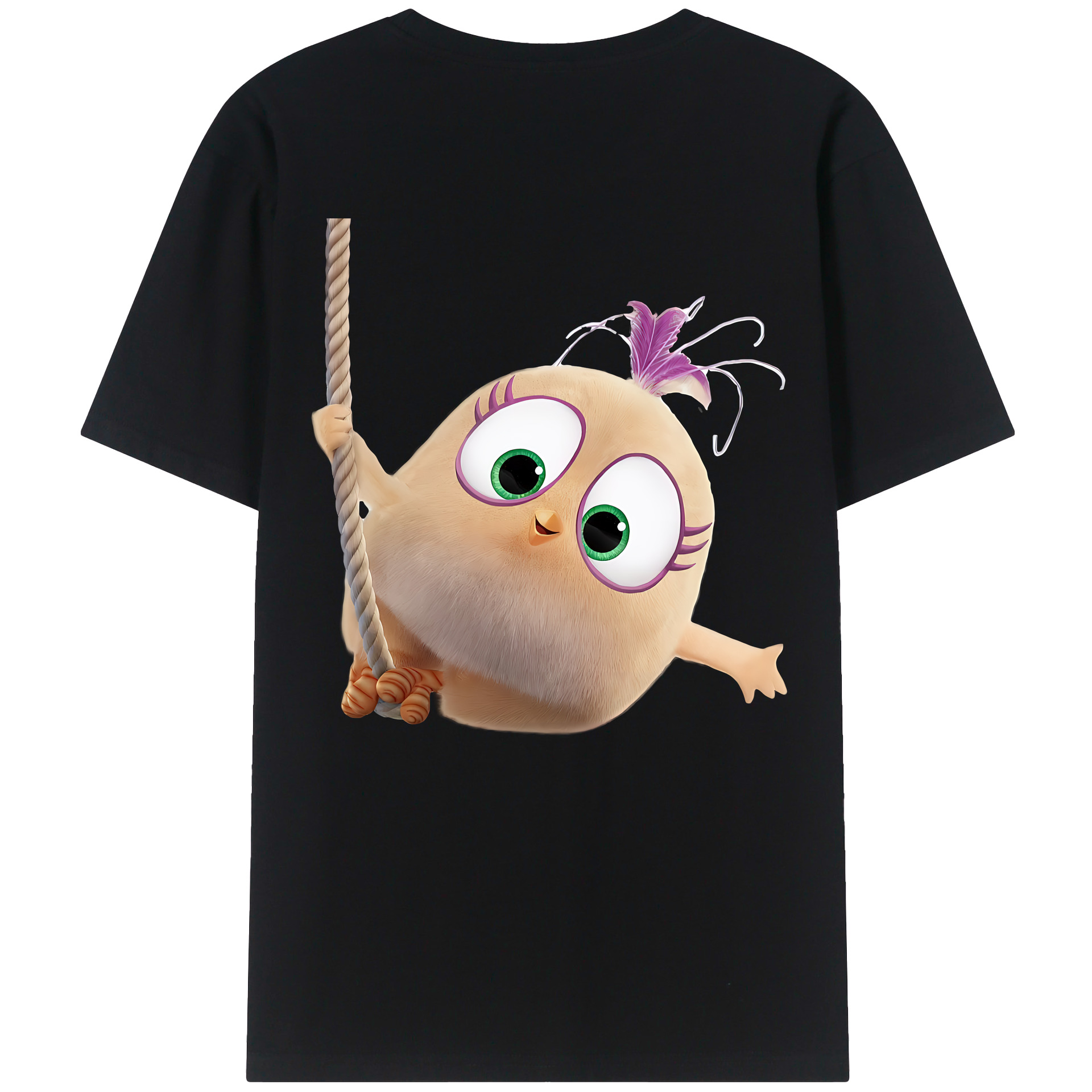 （画像用） Angry Birds アングリーバード 綿100％ メンズ半袖Tシャツ（バックプリント） 通気性