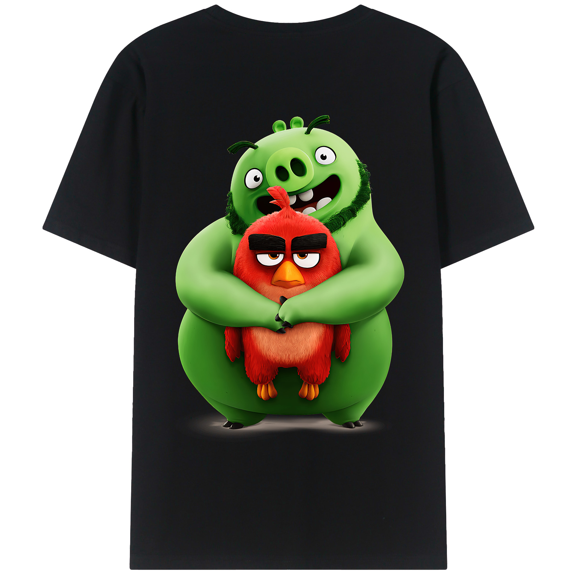（画像用） Angry Birds アングリーバード 綿100％ メンズ半袖Tシャツ（バックプリント） 通気性