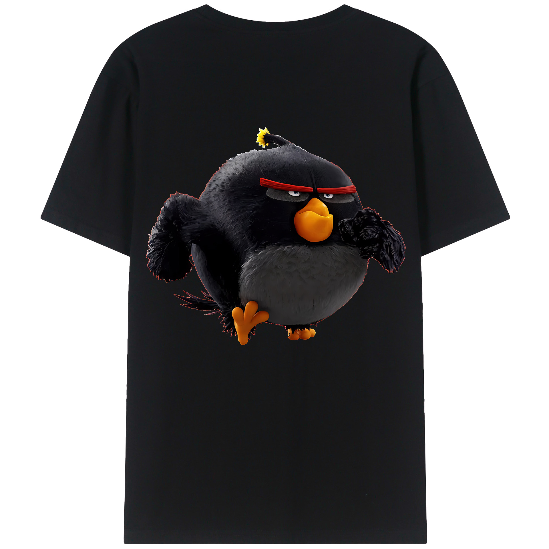 （画像用） Angry Birds アングリーバード 綿100％ メンズ半袖Tシャツ（バックプリント） 通気性