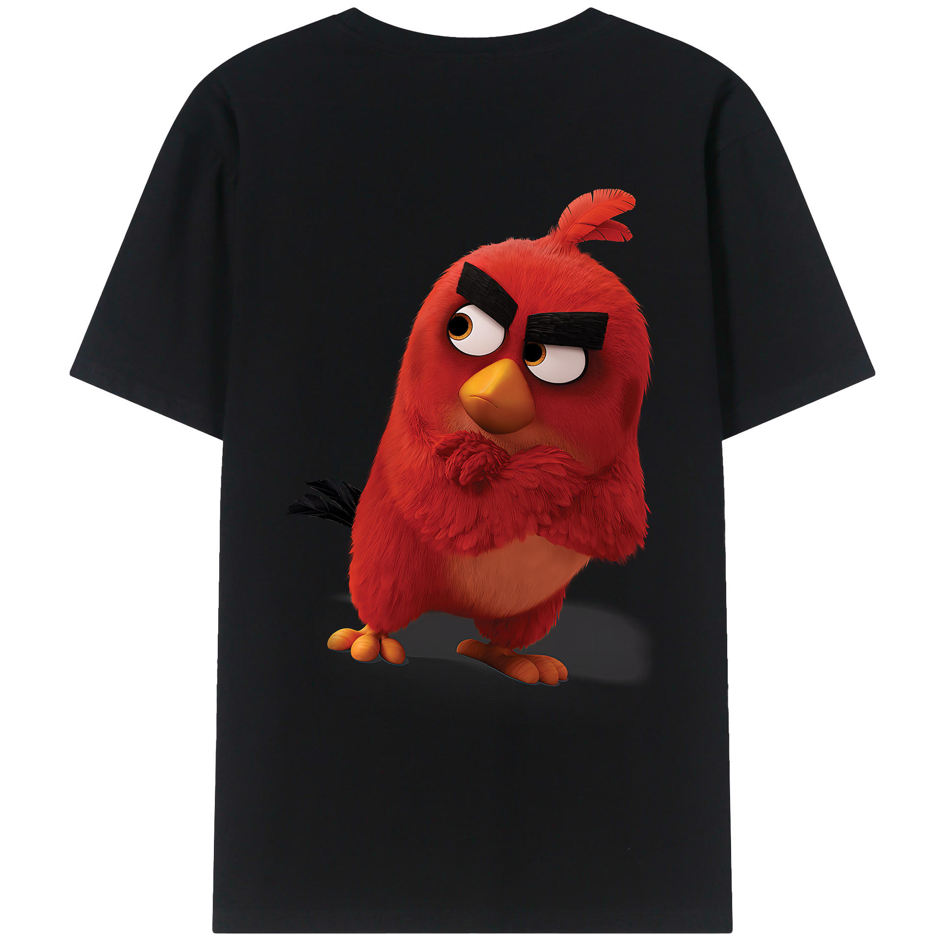（画像用） Angry Birds アングリーバード 綿100％ メンズ半袖Tシャツ（バックプリント） 通気性