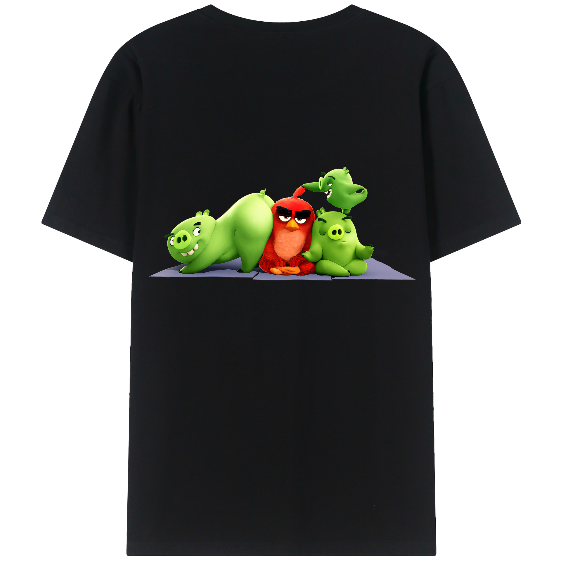 （画像用） Angry Birds アングリーバード 綿100％ メンズ半袖Tシャツ（バックプリント） 通気性