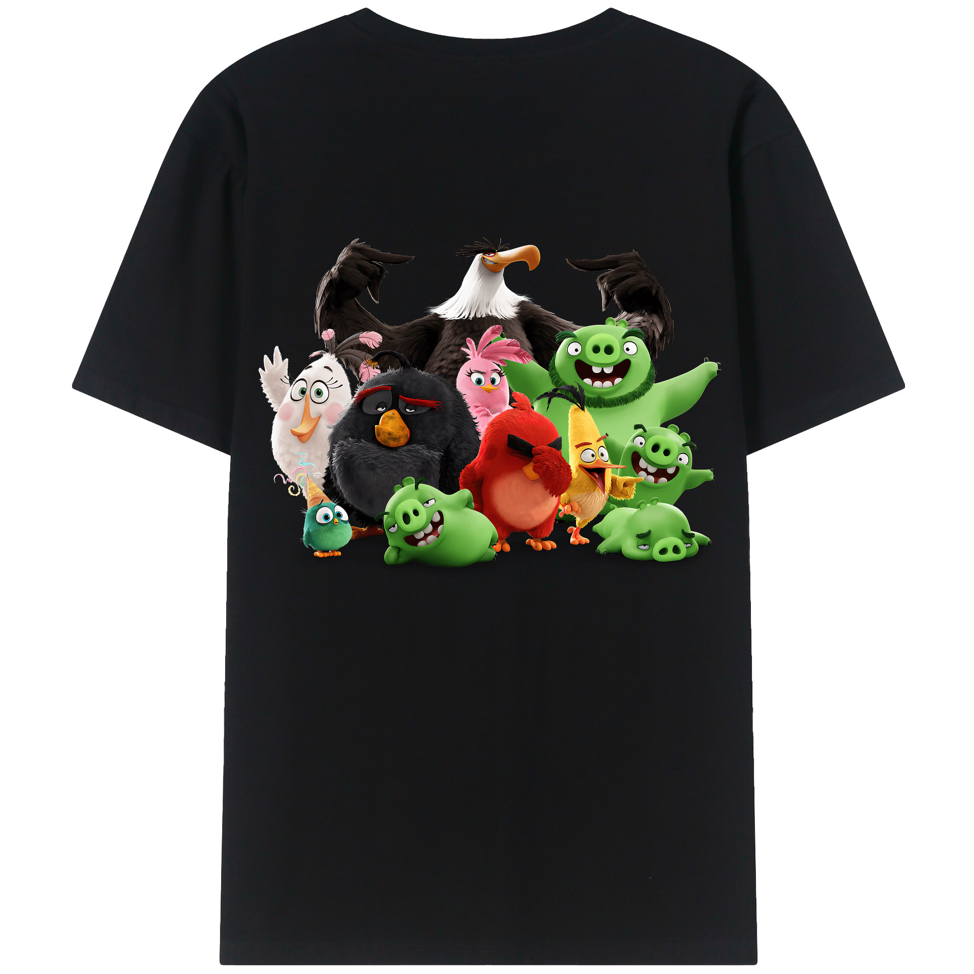 （画像用） Angry Birds アングリーバード 綿100％ メンズ半袖Tシャツ（バックプリント） 通気性