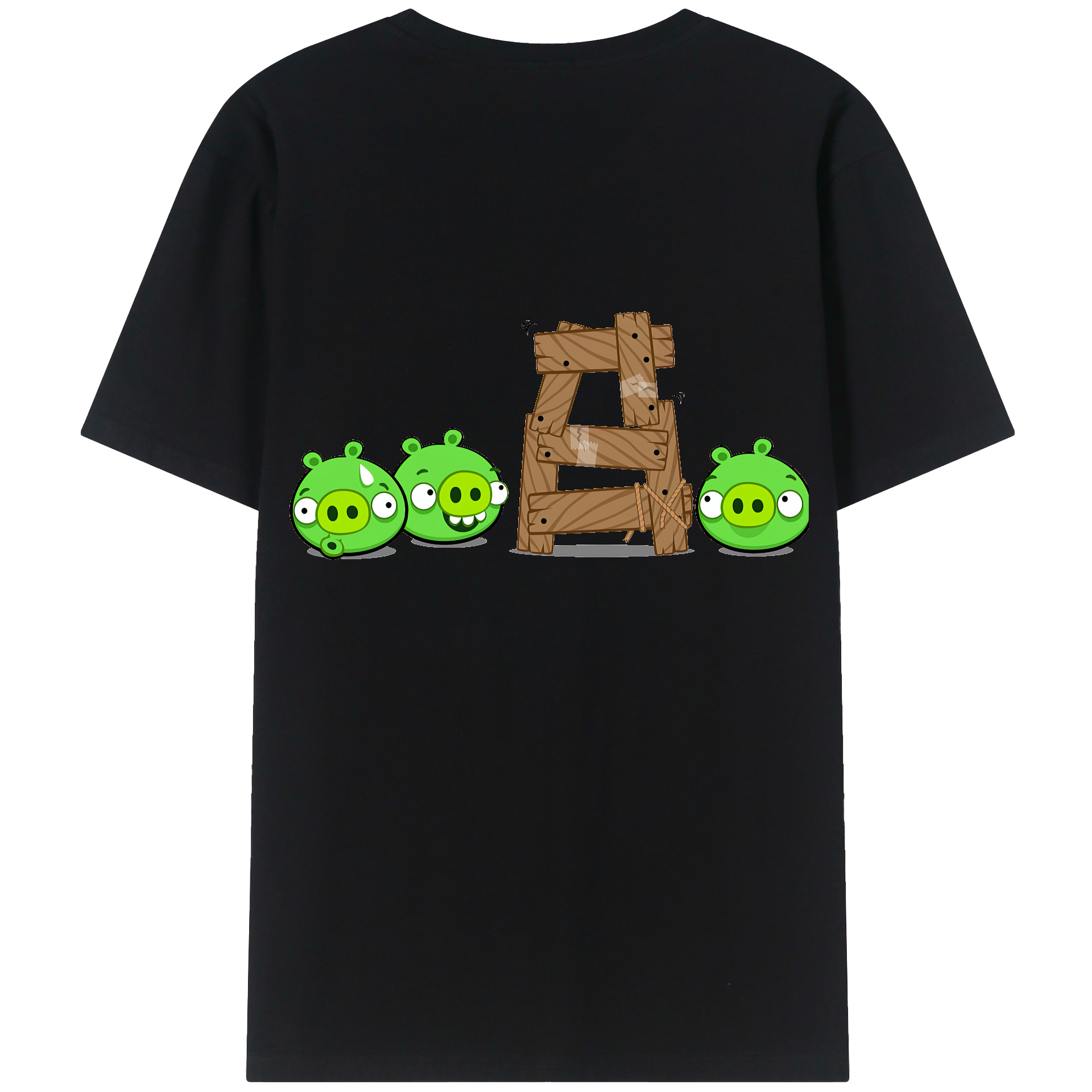 （画像用） Angry Birds アングリーバード 綿100％ メンズ半袖Tシャツ（バックプリント） 通気性