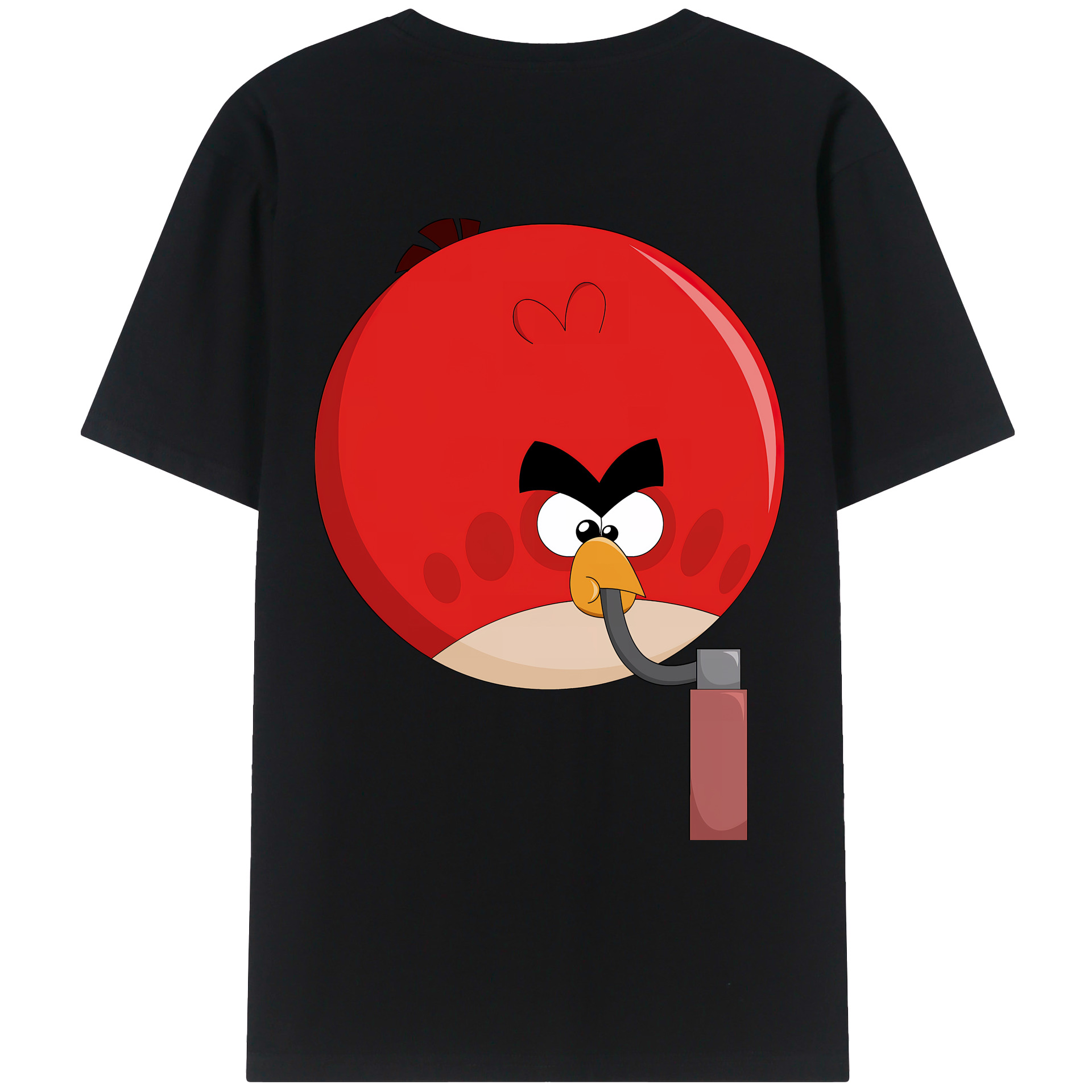 （画像用） Angry Birds アングリーバード 綿100％ メンズ半袖Tシャツ（バックプリント） 通気性