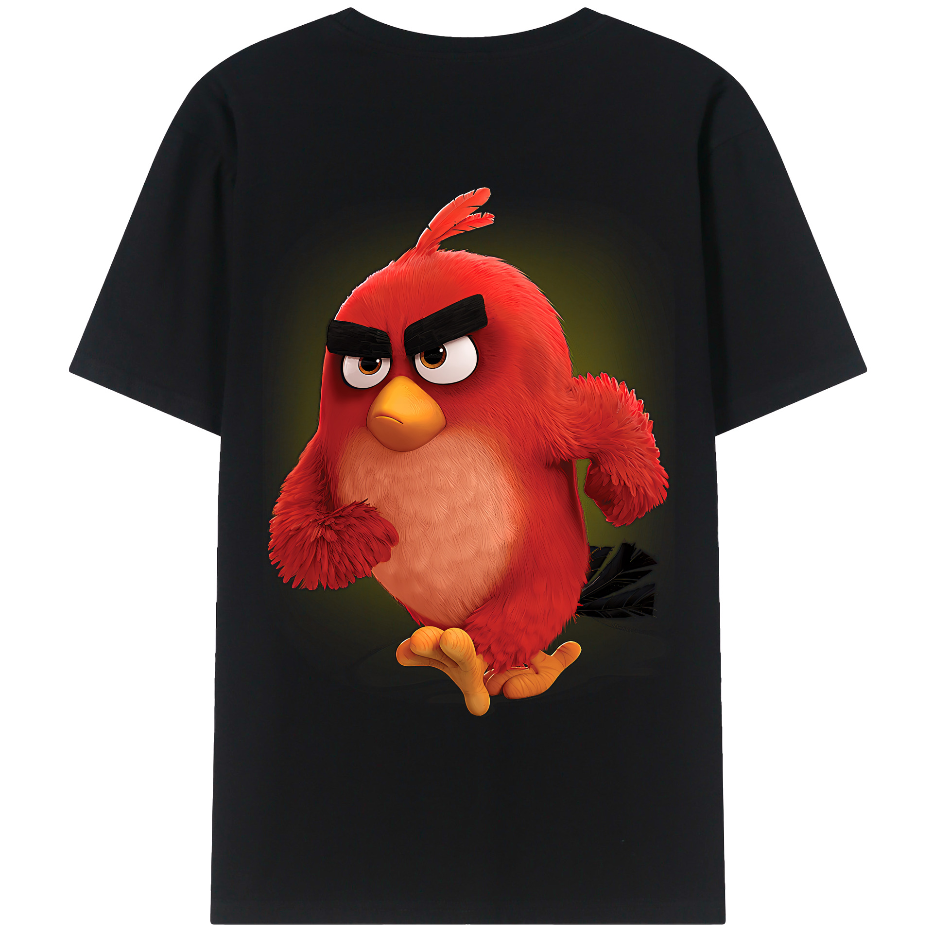 （画像用） Angry Birds アングリーバード 綿100％ メンズ半袖Tシャツ（バックプリント） 通気性