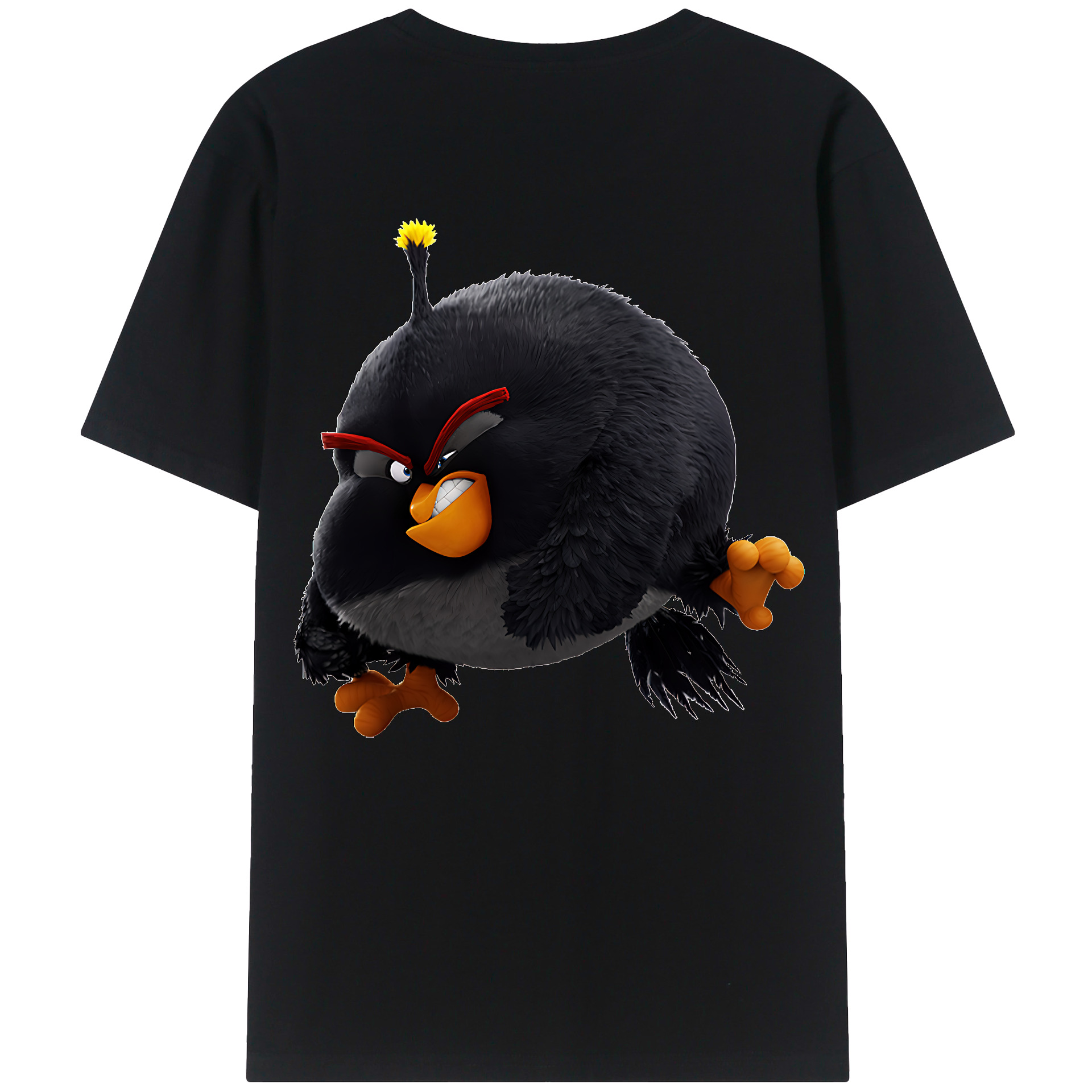 （画像用） Angry Birds アングリーバード 綿100％ メンズ半袖Tシャツ（バックプリント） 通気性