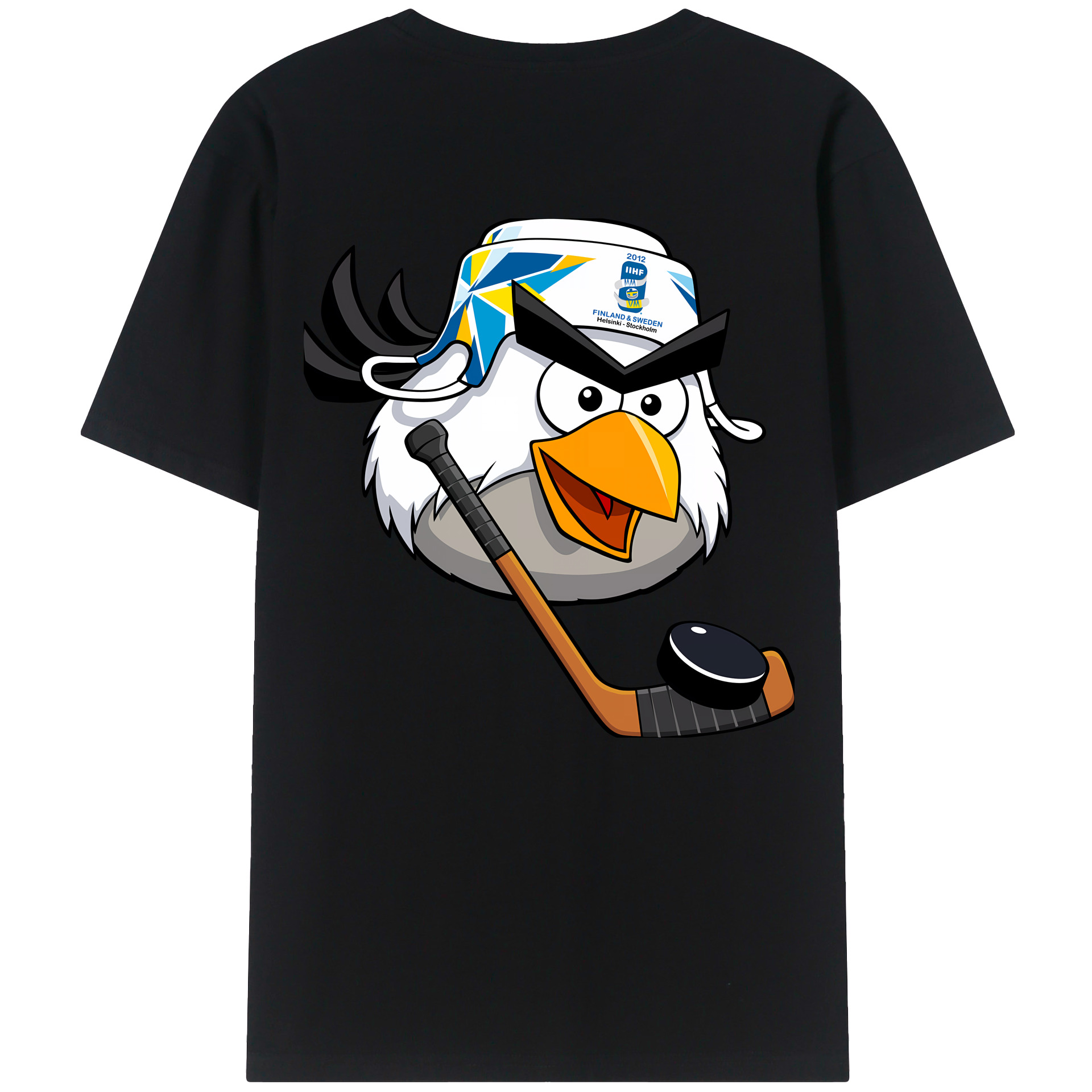 （画像用） Angry Birds アングリーバード 綿100％ メンズ半袖Tシャツ（バックプリント） 通気性