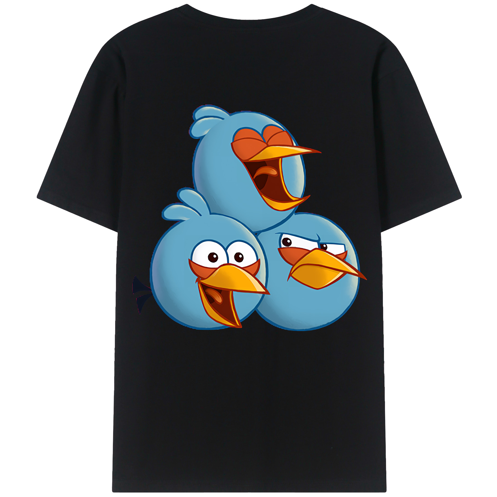 （画像用） Angry Birds アングリーバード 綿100％ メンズ半袖Tシャツ（バックプリント） 通気性