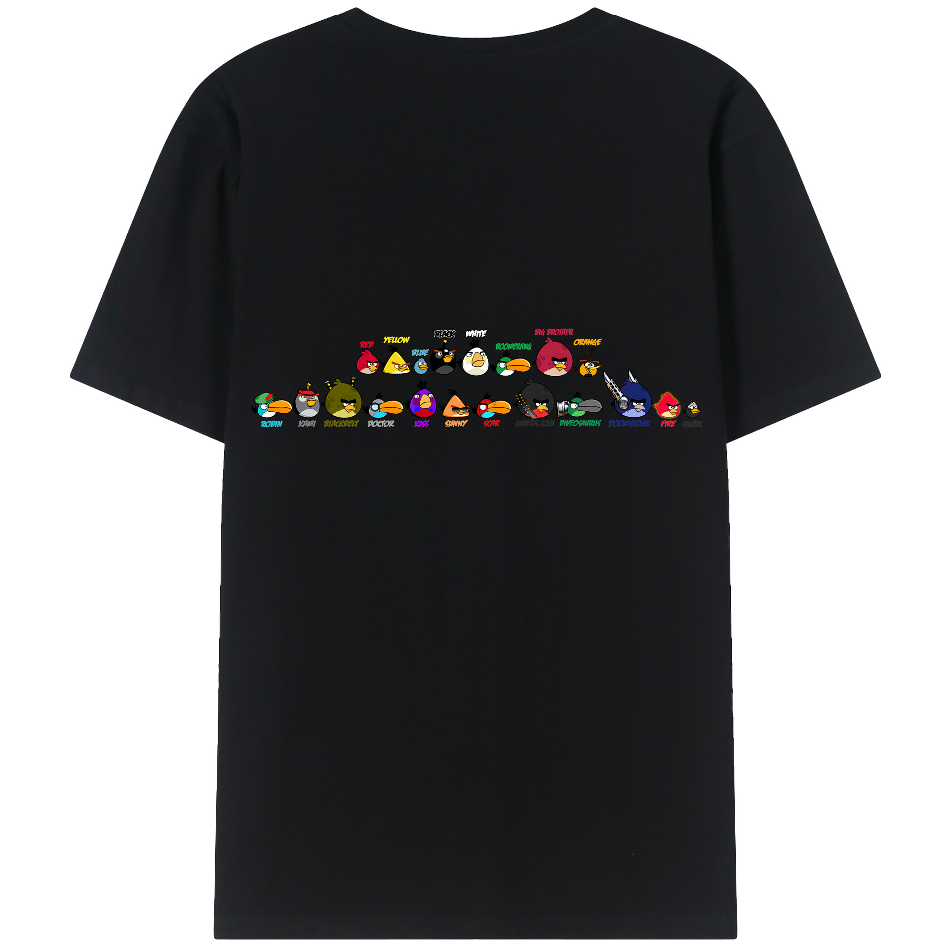 （画像用） Angry Birds アングリーバード 綿100％ メンズ半袖Tシャツ（バックプリント） 通気性