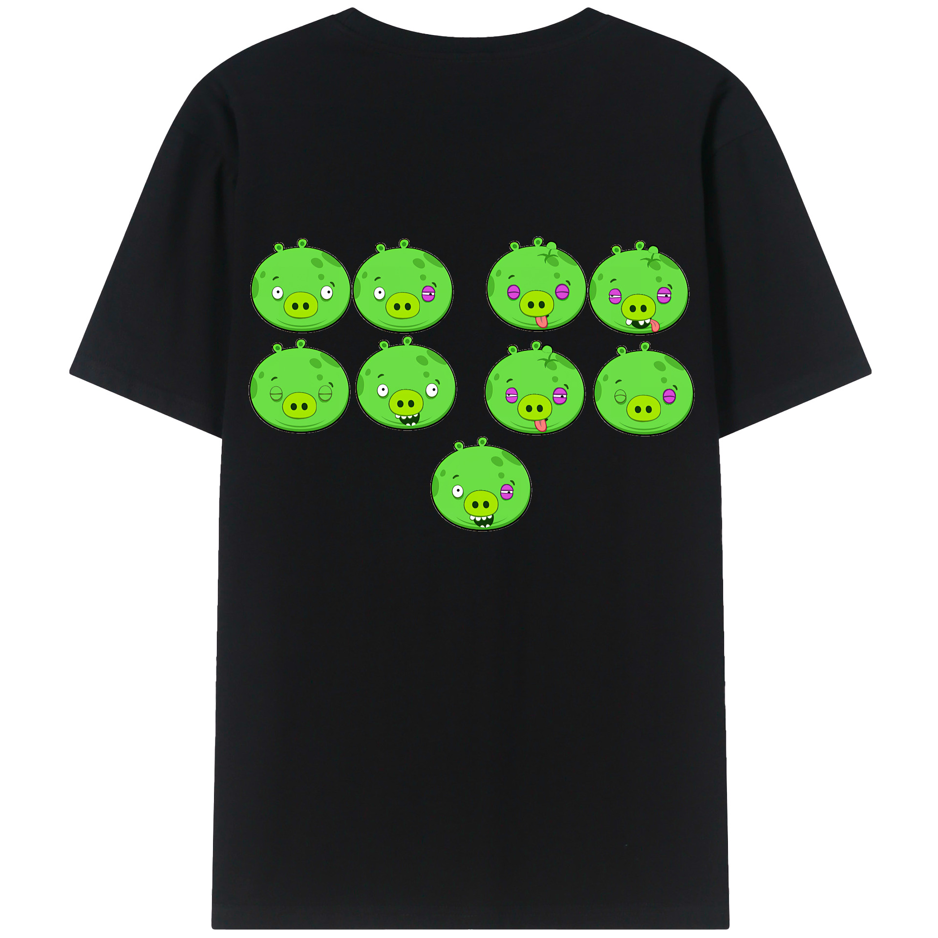 （画像用） Angry Birds アングリーバード 綿100％ メンズ半袖Tシャツ（バックプリント） 通気性