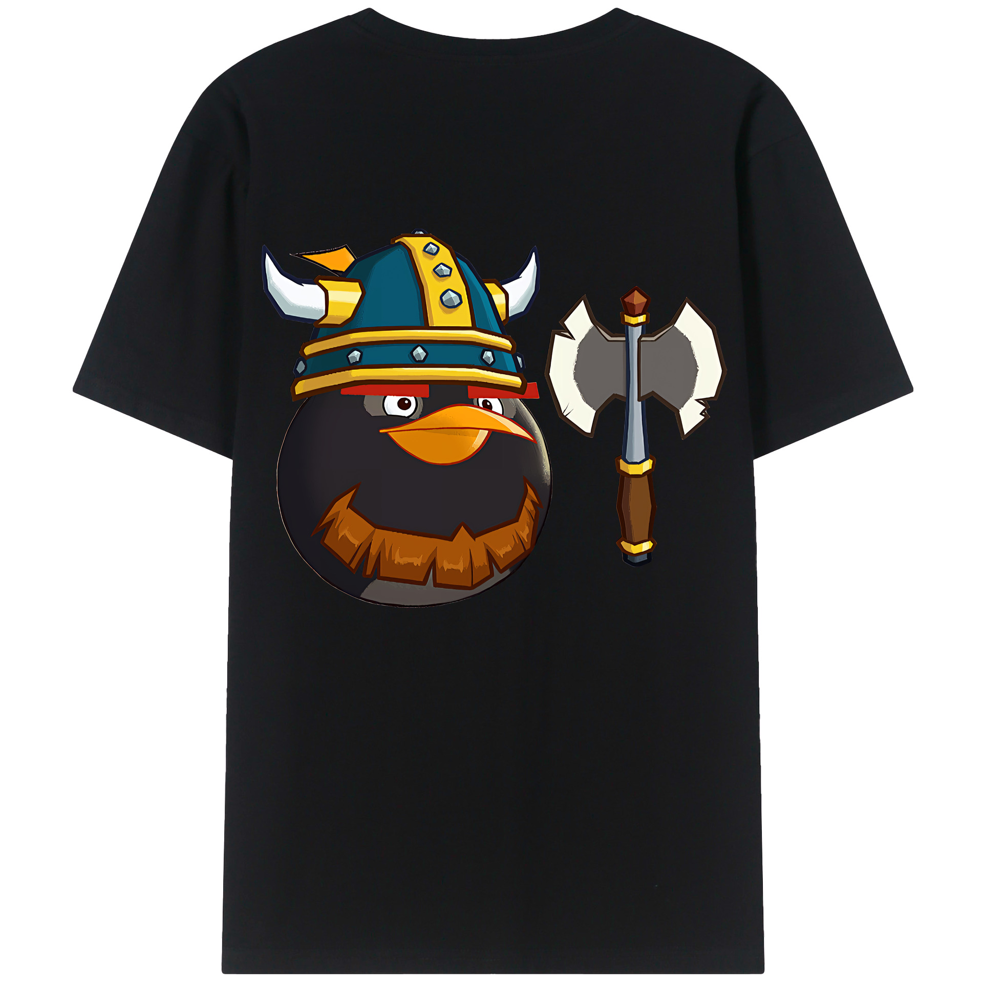 （画像用） Angry Birds アングリーバード 綿100％ メンズ半袖Tシャツ（バックプリント） 通気性