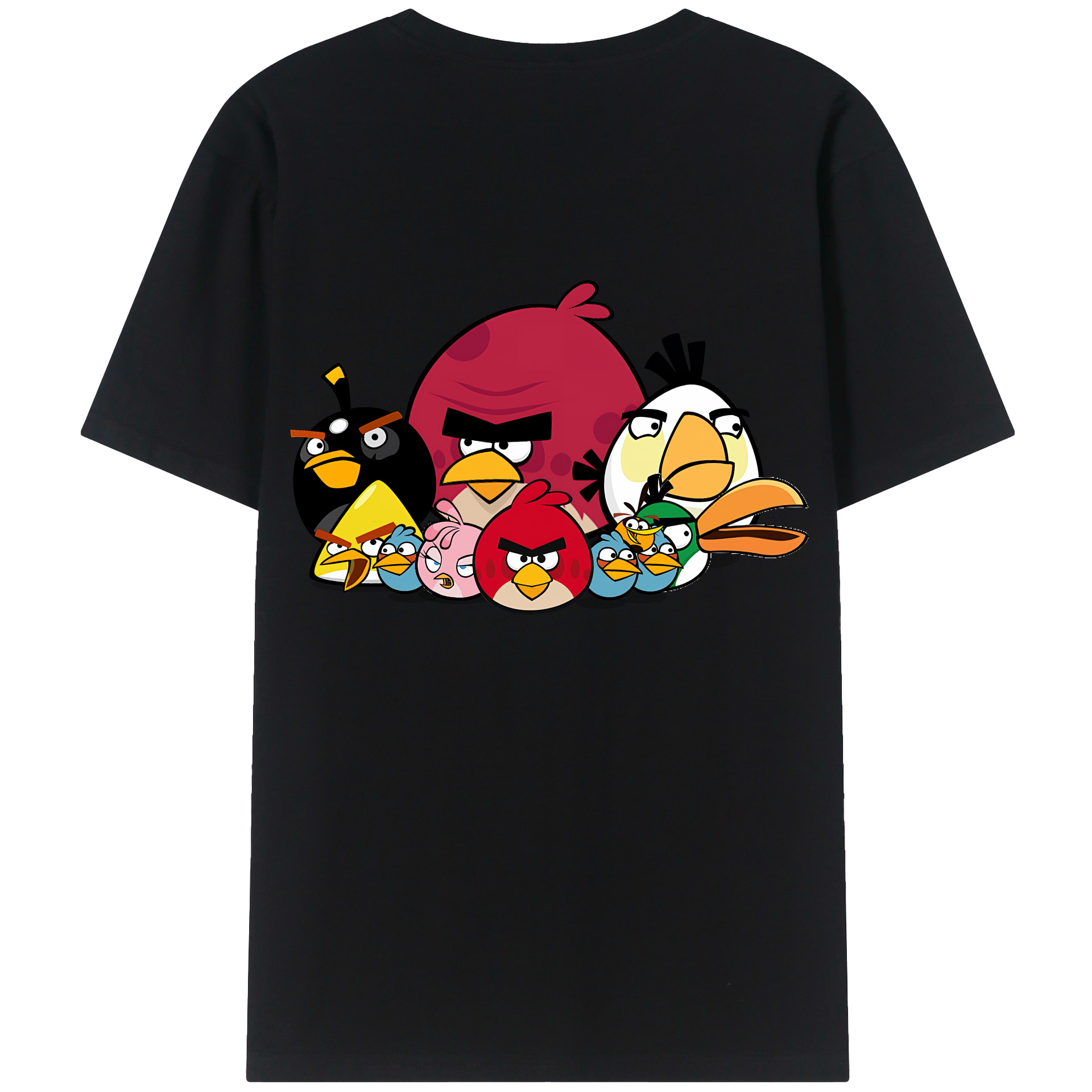 （画像用） Angry Birds アングリーバード 綿100％ メンズ半袖Tシャツ（バックプリント） 通気性