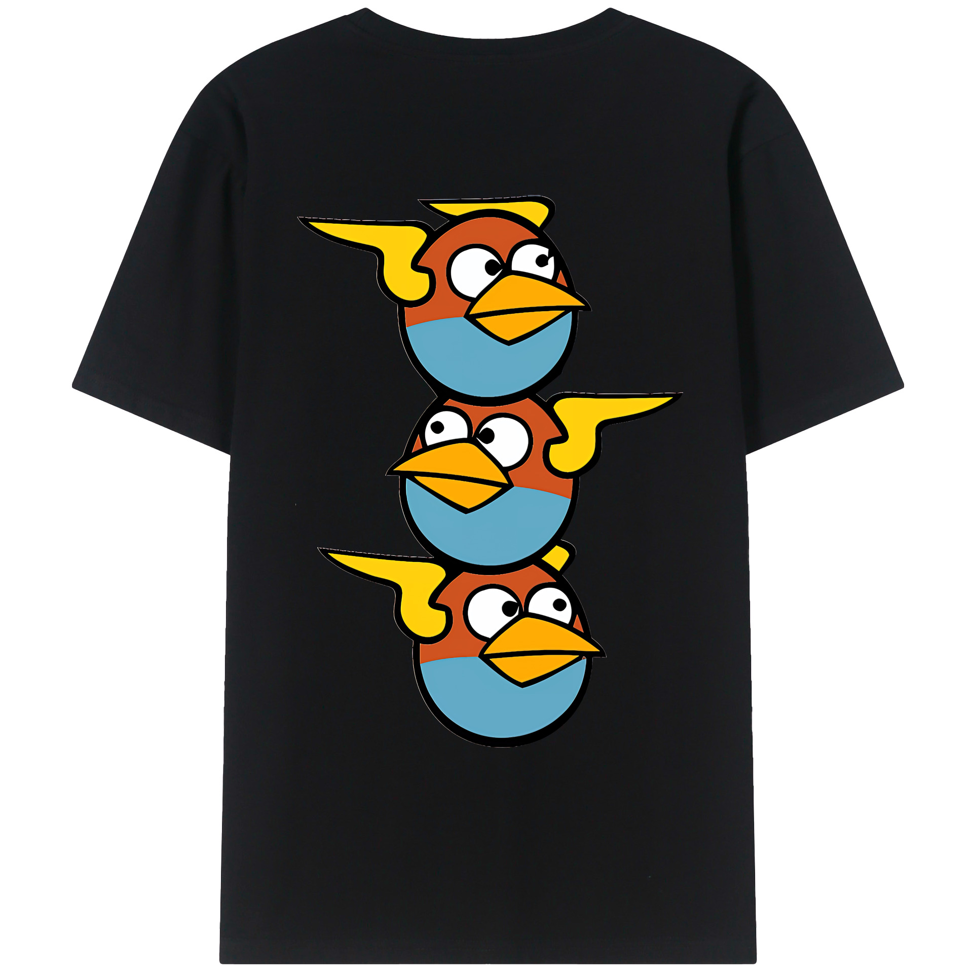（画像用） Angry Birds アングリーバード 綿100％ メンズ半袖Tシャツ（バックプリント） 通気性