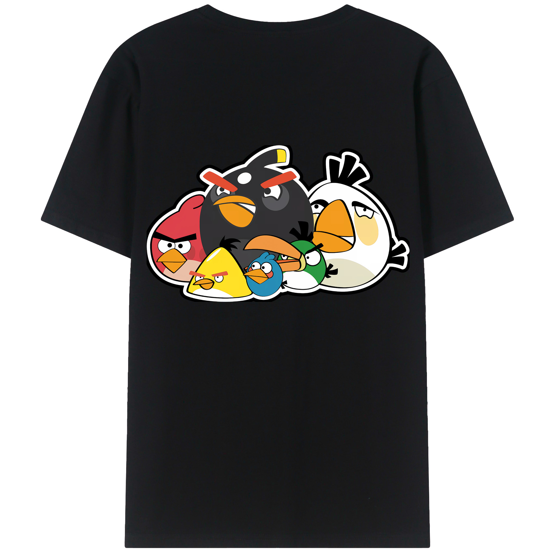 （画像用） Angry Birds アングリーバード 綿100％ メンズ半袖Tシャツ（バックプリント） 通気性