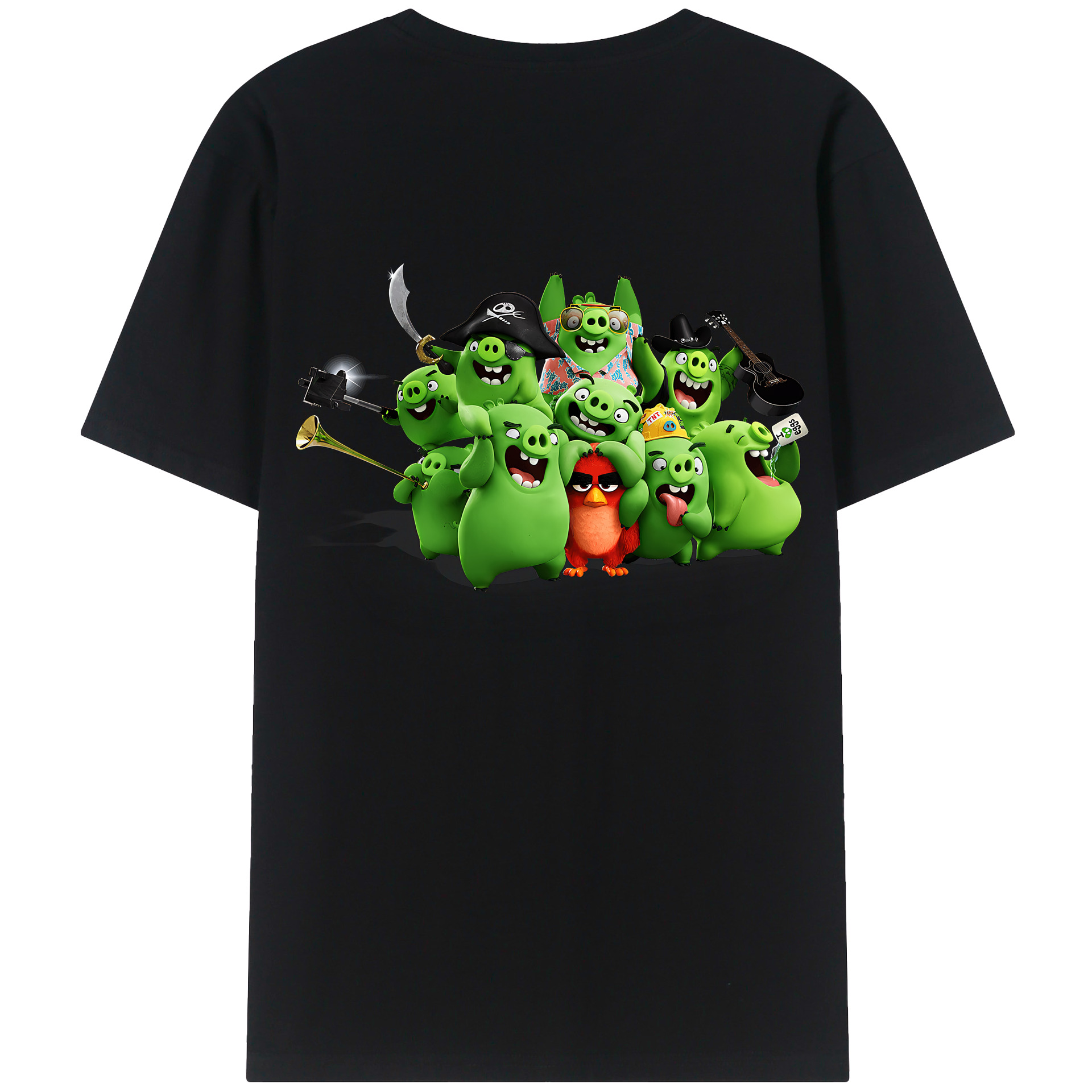 （画像用） Angry Birds アングリーバード 綿100％ メンズ半袖Tシャツ（バックプリント） 通気性
