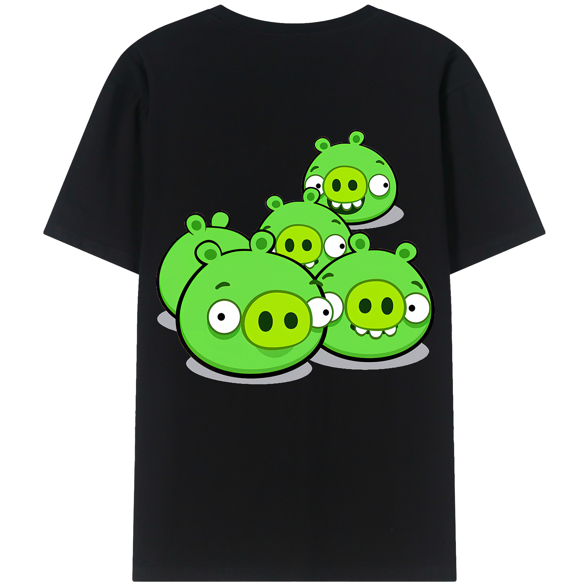 （画像用） Angry Birds アングリーバード 綿100％ メンズ半袖Tシャツ（バックプリント） 通気性