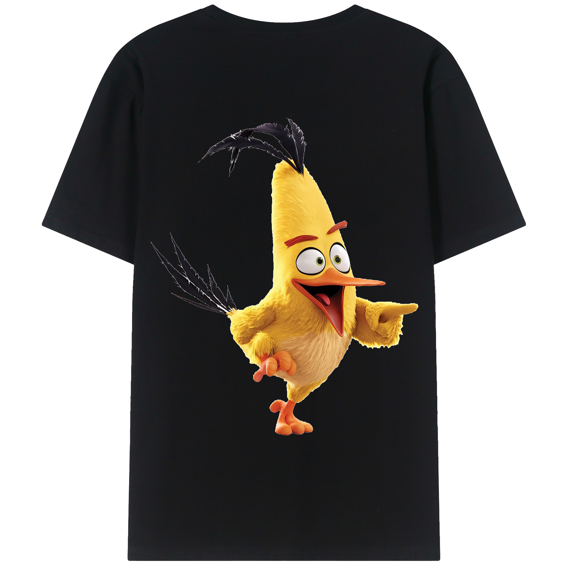 （画像用） Angry Birds アングリーバード 綿100％ メンズ半袖Tシャツ（バックプリント） 通気性