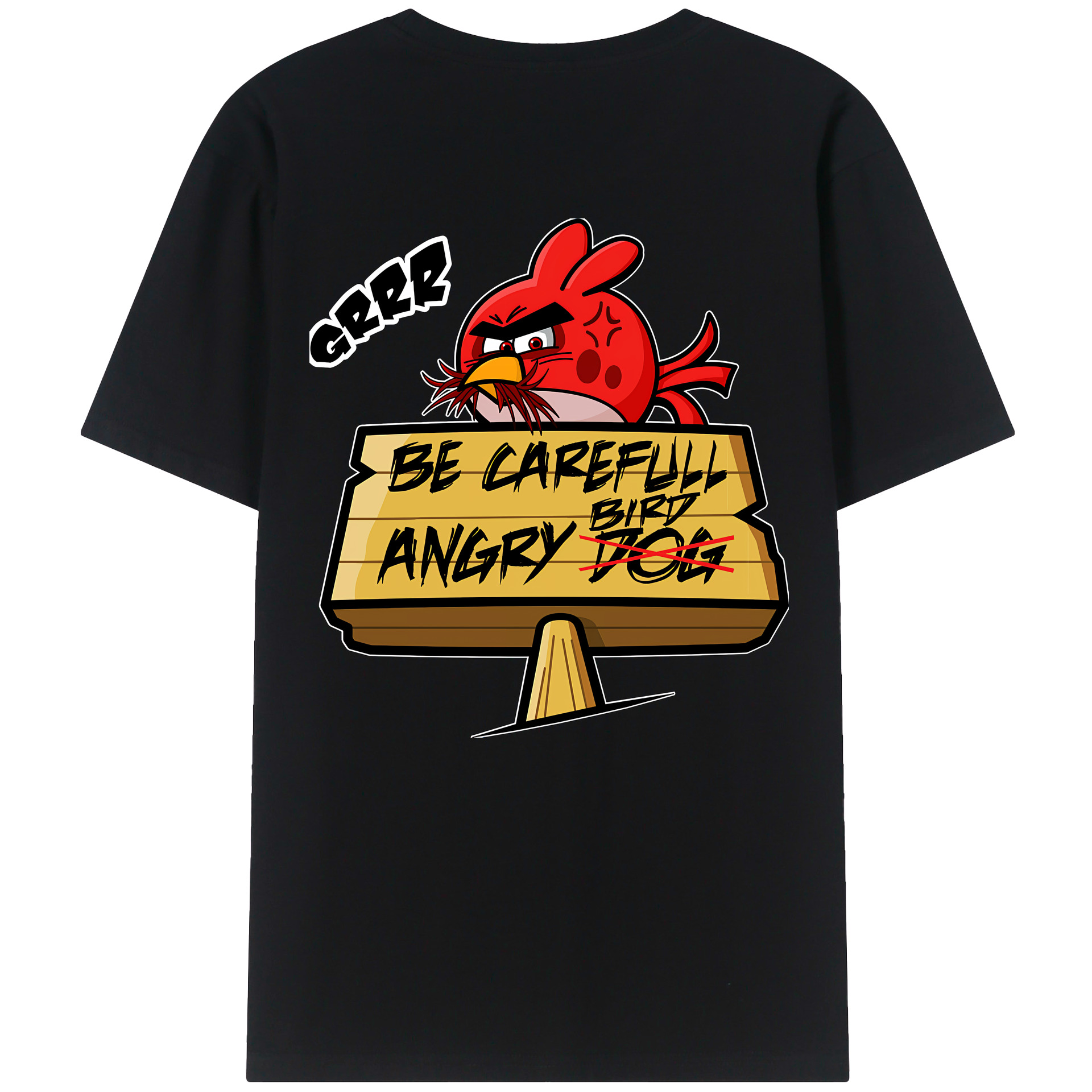 （画像用） Angry Birds アングリーバード 綿100％ メンズ半袖Tシャツ（バックプリント） 通気性