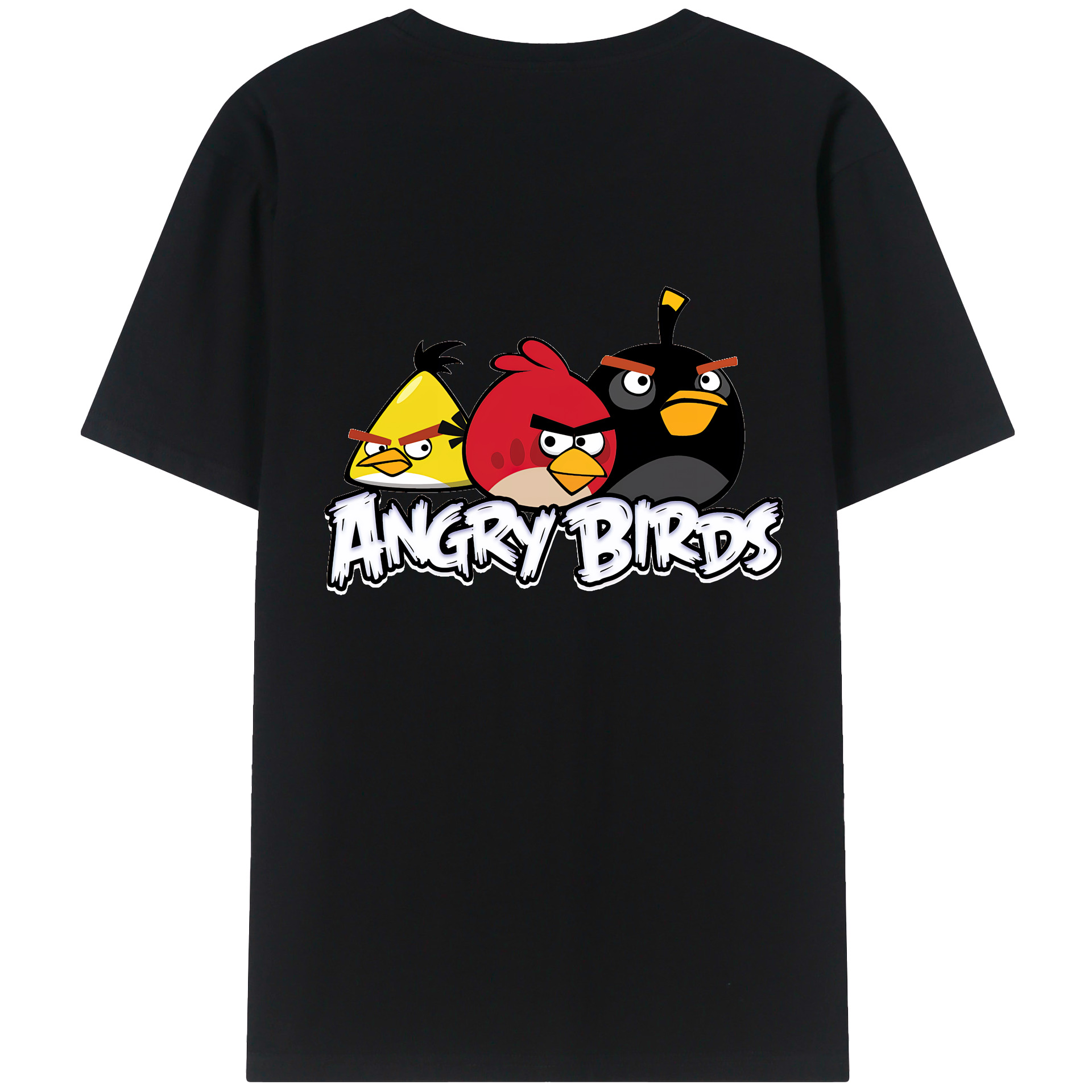 （画像用） Angry Birds アングリーバード 綿100％ メンズ半袖Tシャツ（バックプリント） 通気性