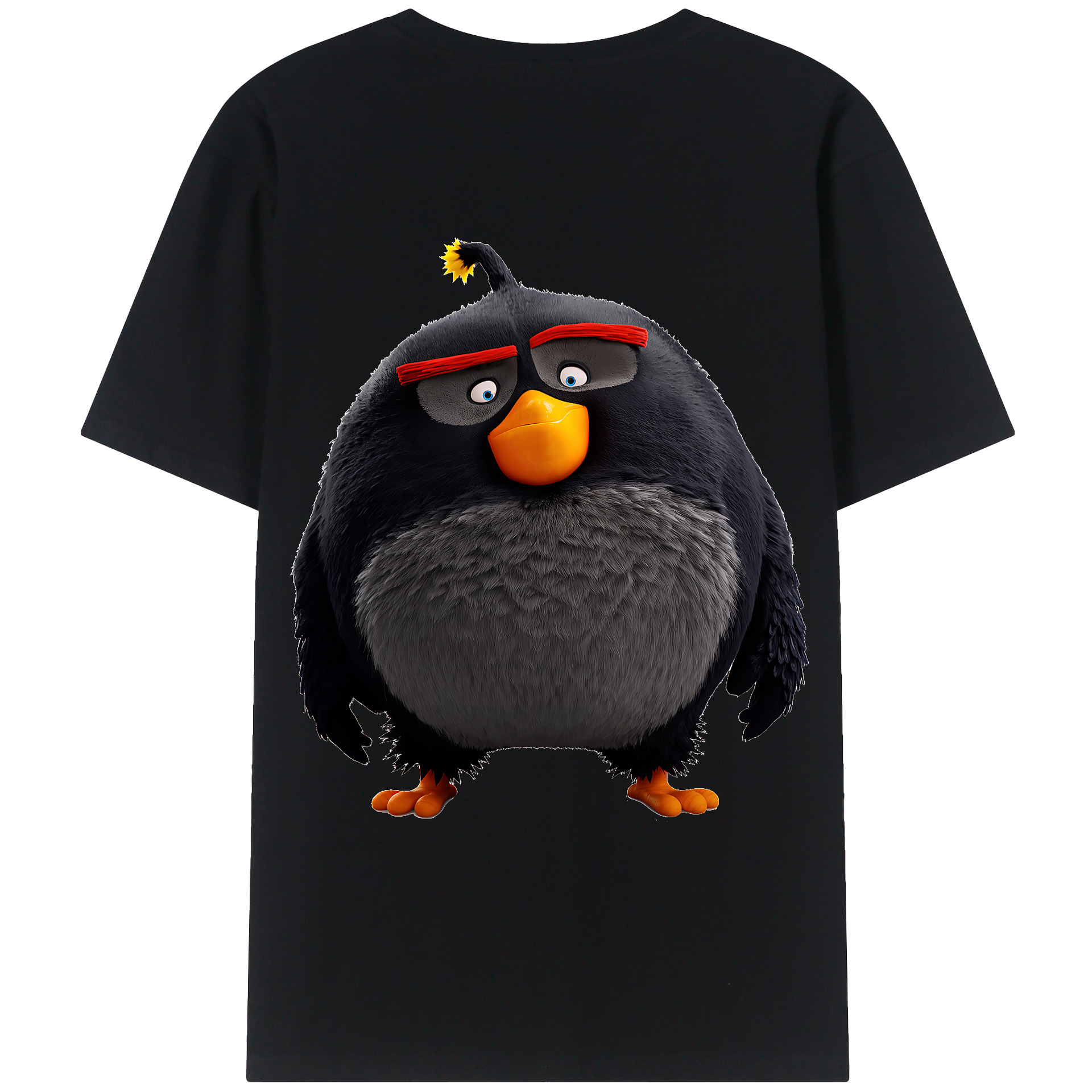 （画像用） Angry Birds アングリーバード 綿100％ メンズ半袖Tシャツ（バックプリント） 通気性