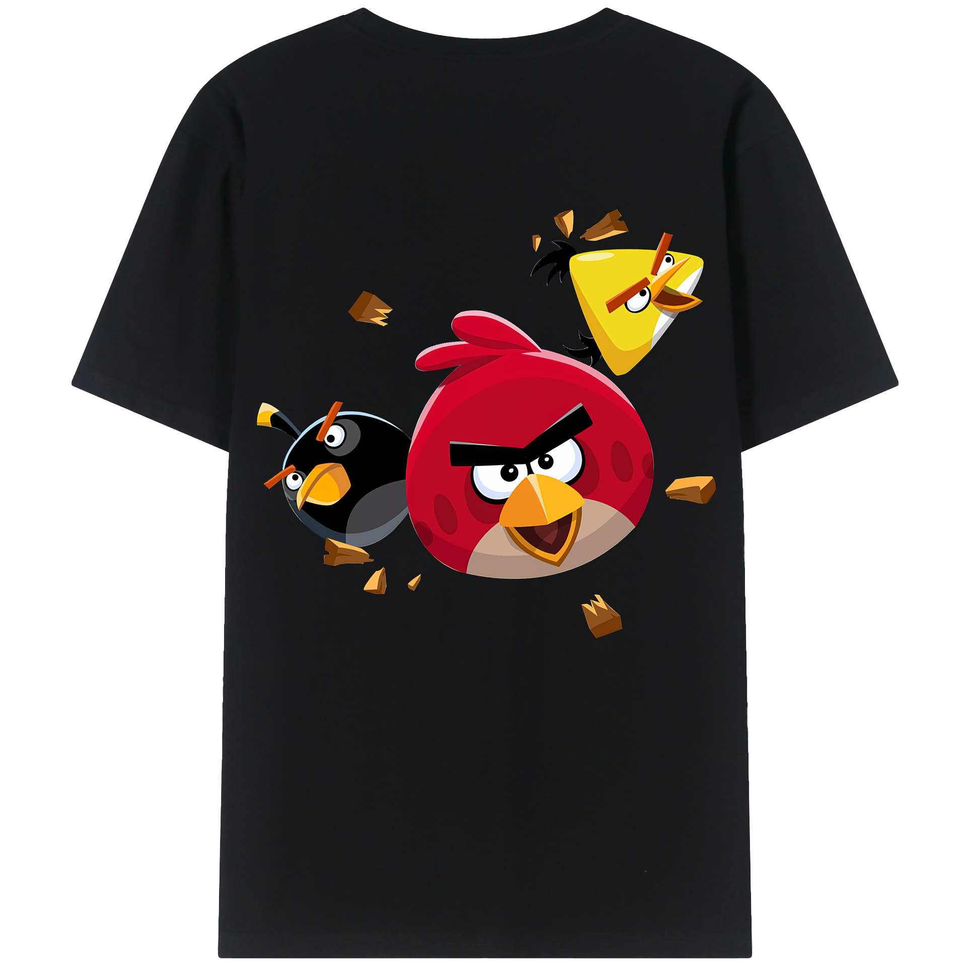 （画像用） Angry Birds アングリーバード 綿100％ メンズ半袖Tシャツ（バックプリント） 通気性