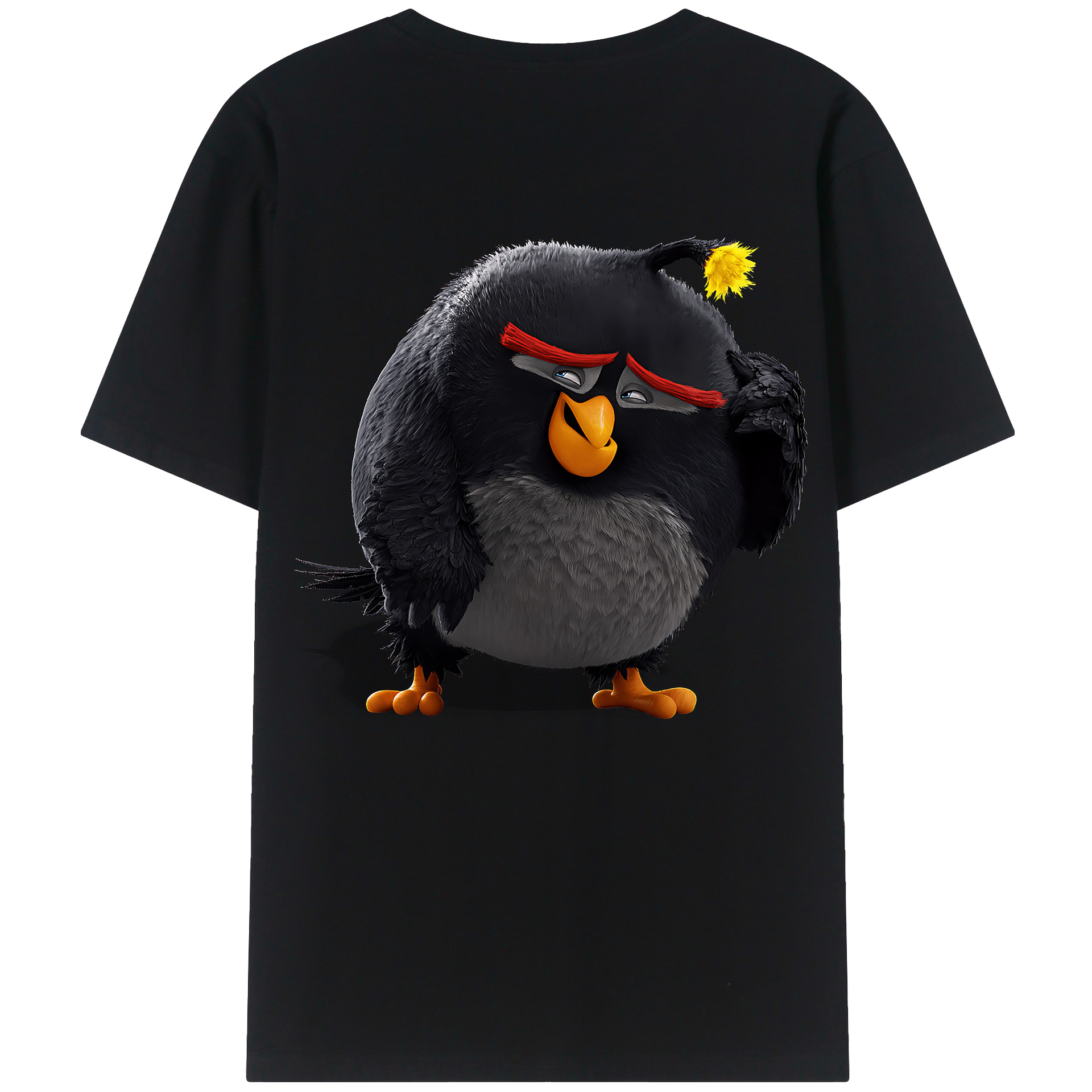 （画像用） Angry Birds アングリーバード 綿100％ メンズ半袖Tシャツ（バックプリント） 通気性