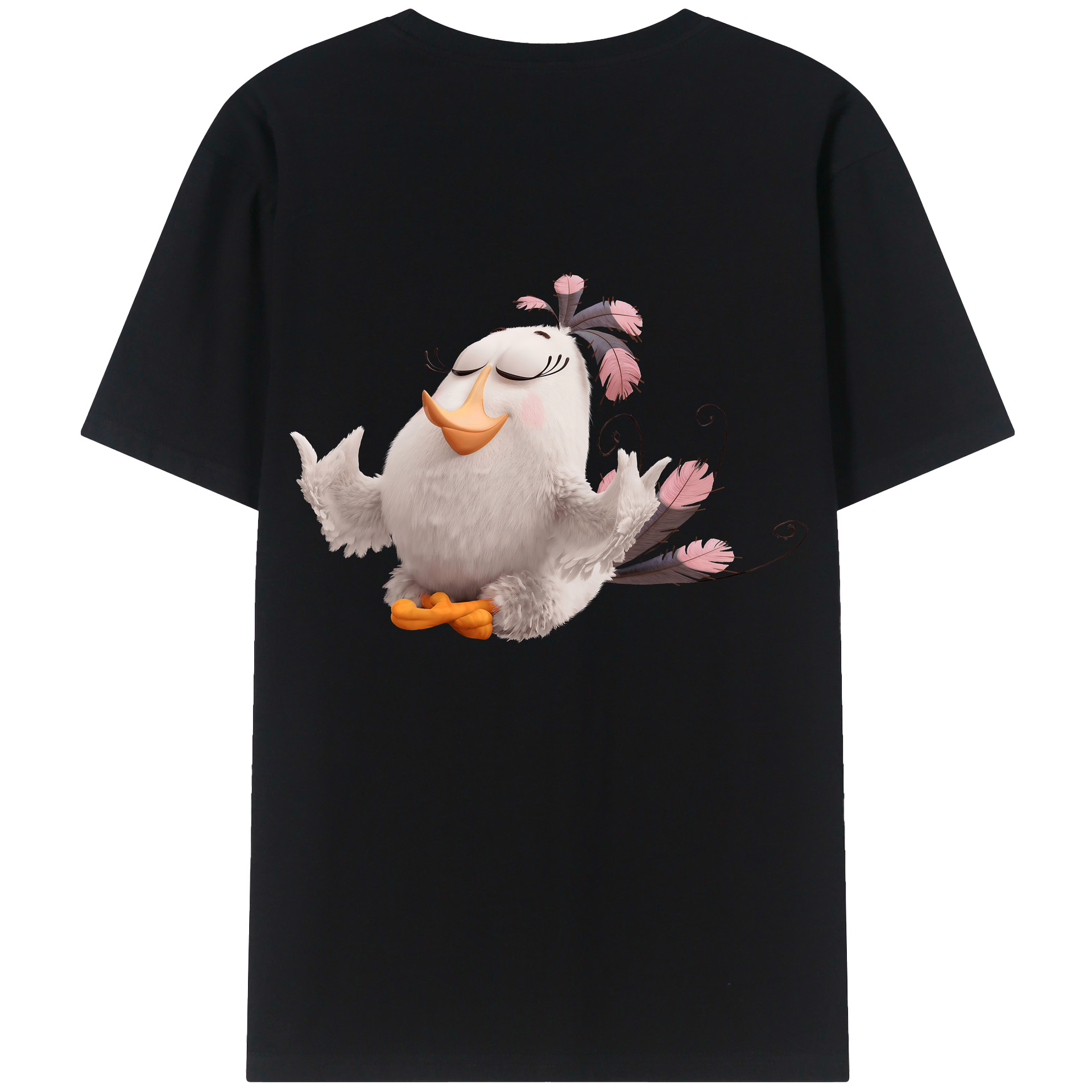 （画像用） Angry Birds アングリーバード 綿100％ メンズ半袖Tシャツ（バックプリント） 通気性