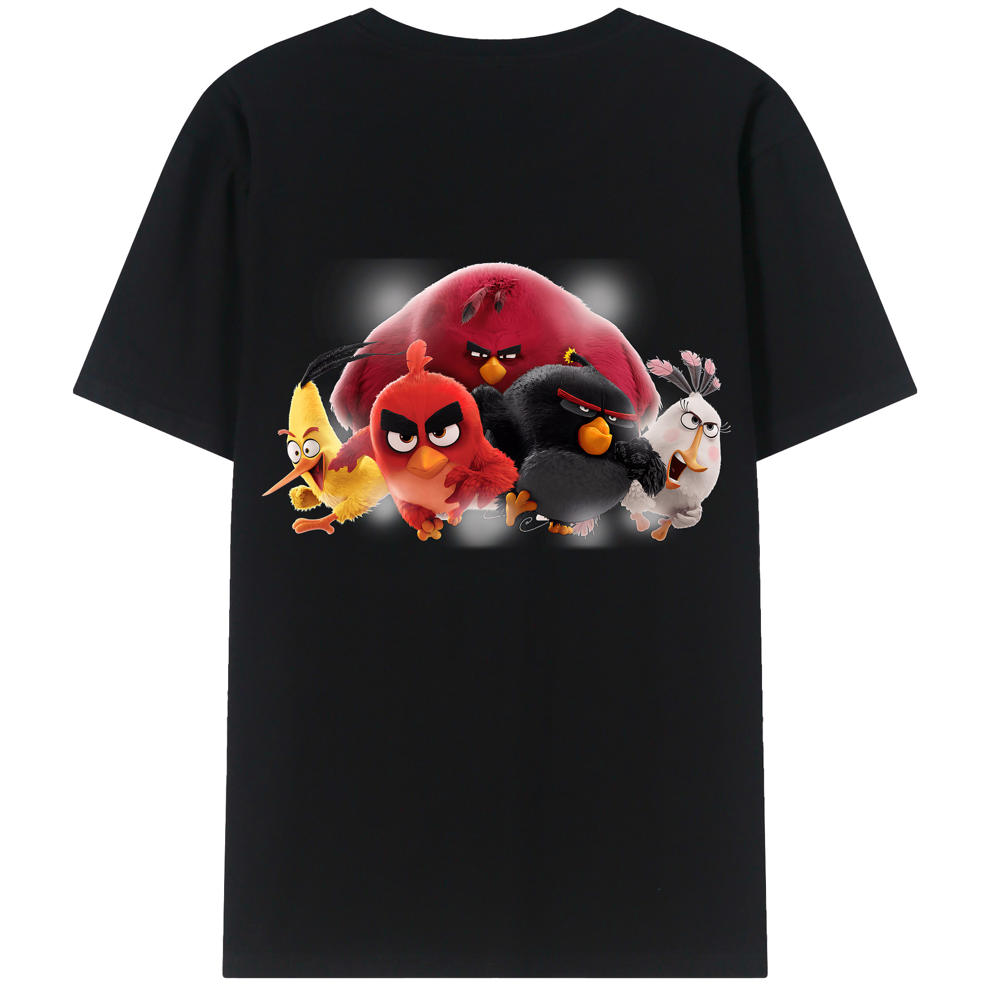 （画像用） Angry Birds アングリーバード 綿100％ メンズ半袖Tシャツ（バックプリント） 通気性