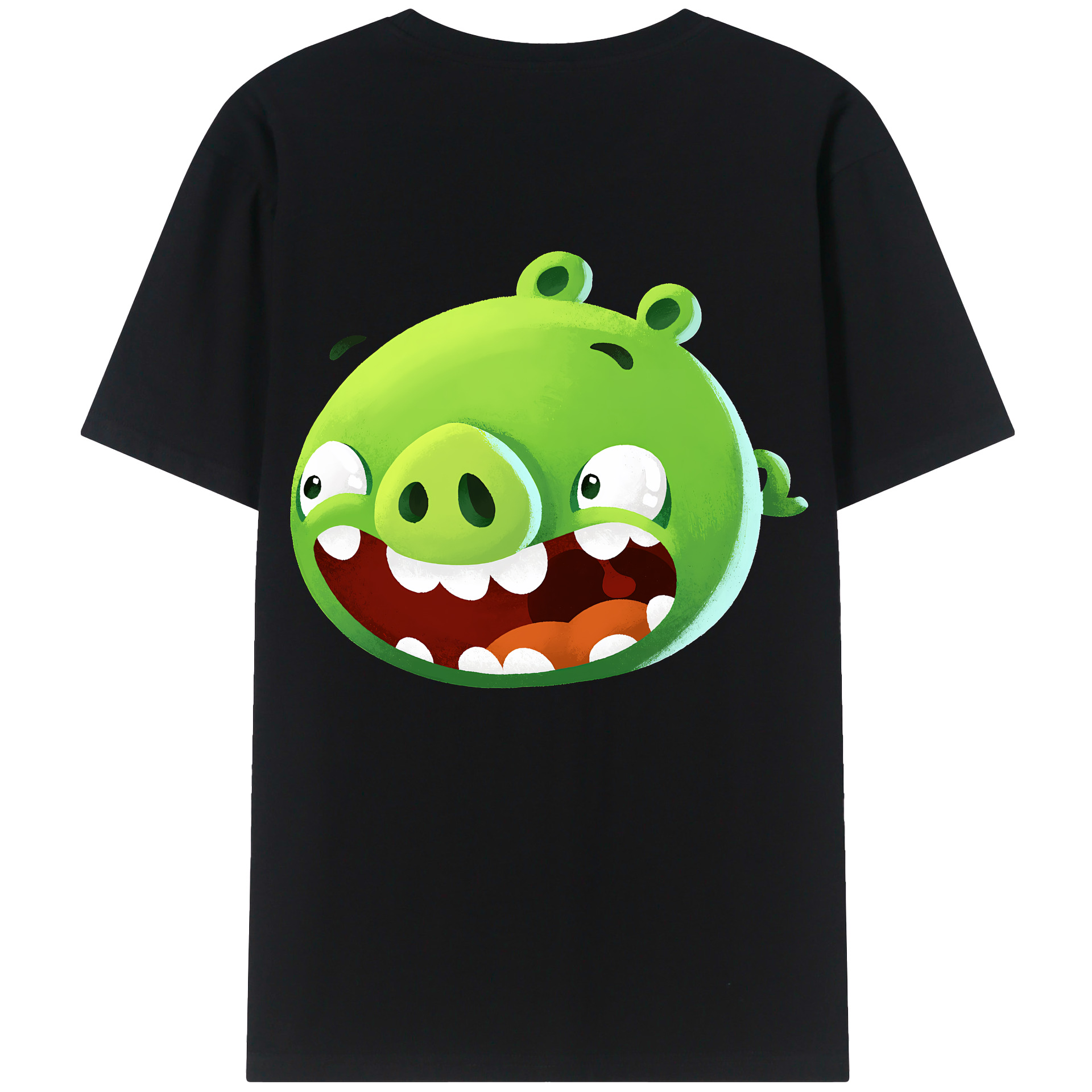 （画像用） Angry Birds アングリーバード 綿100％ メンズ半袖Tシャツ（バックプリント） 通気性