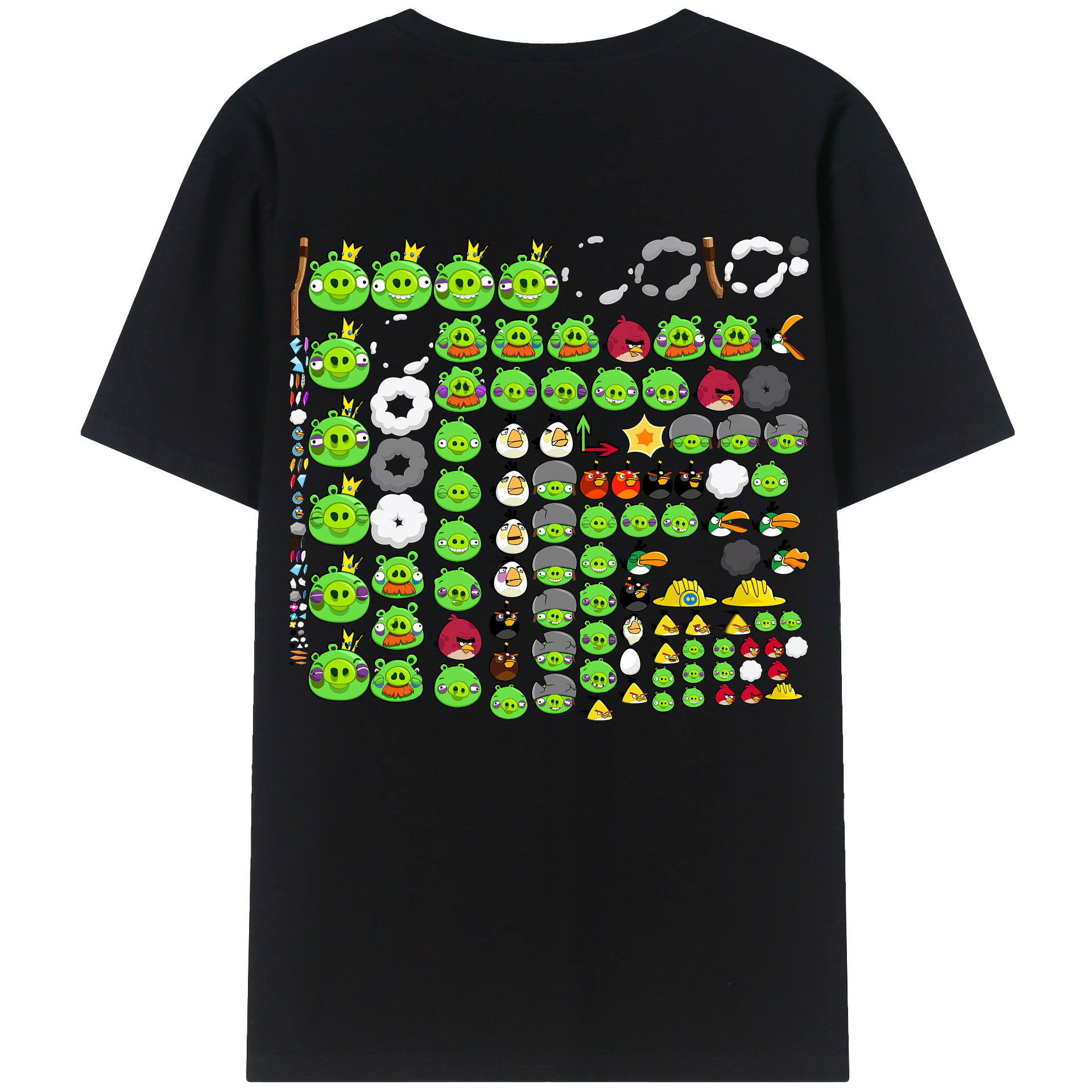 （画像用） Angry Birds アングリーバード 綿100％ メンズ半袖Tシャツ（バックプリント） 通気性