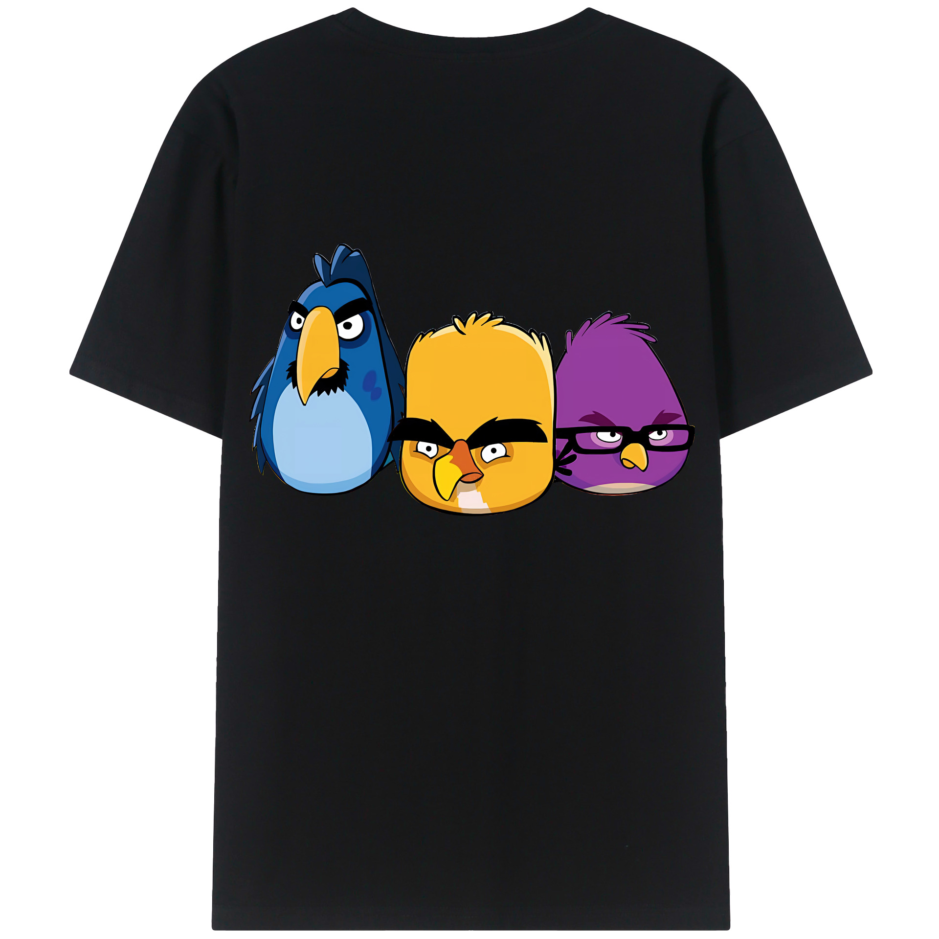 （画像用） Angry Birds アングリーバード 綿100％ メンズ半袖Tシャツ（バックプリント） 通気性