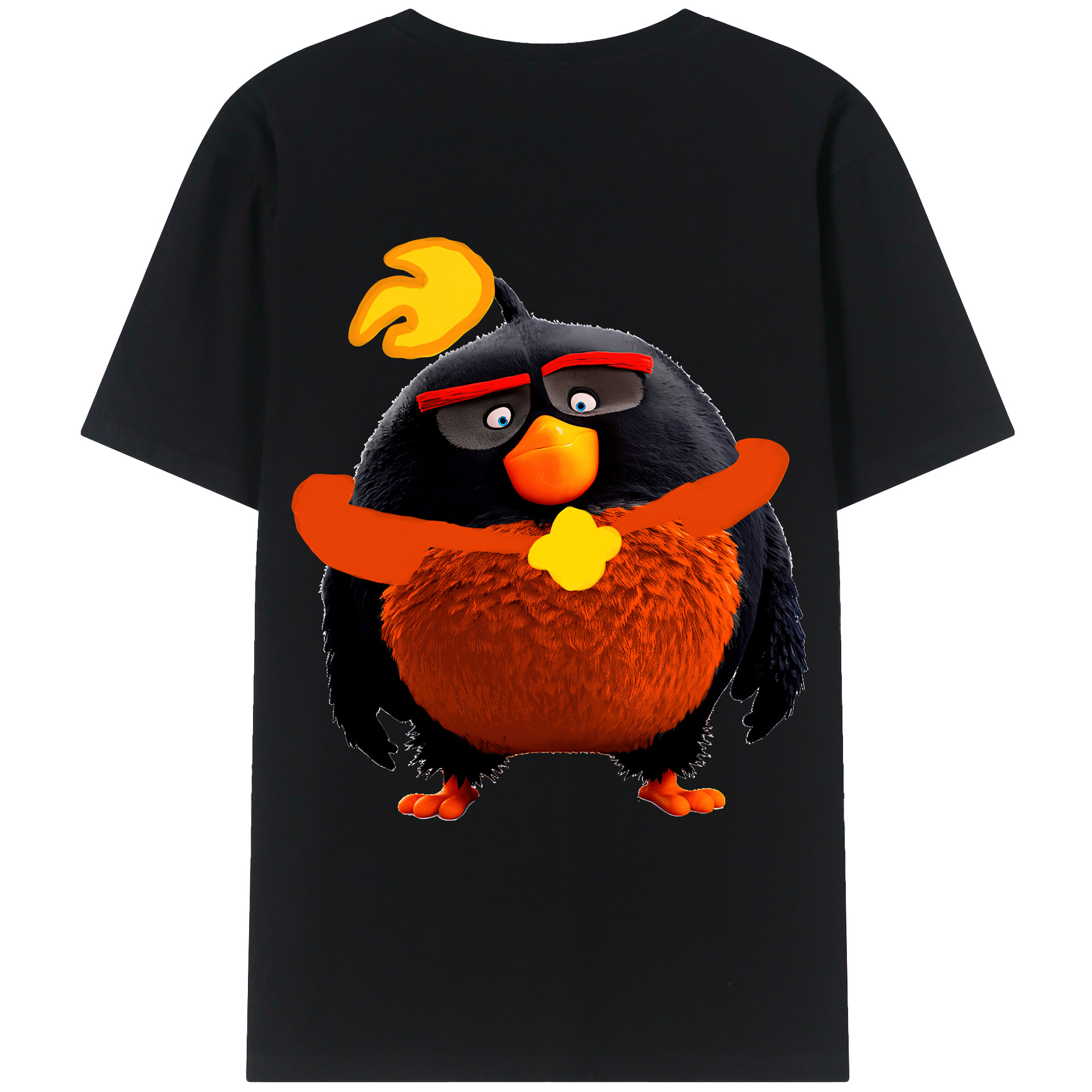 （画像用） Angry Birds アングリーバード 綿100％ メンズ半袖Tシャツ（バックプリント） 通気性