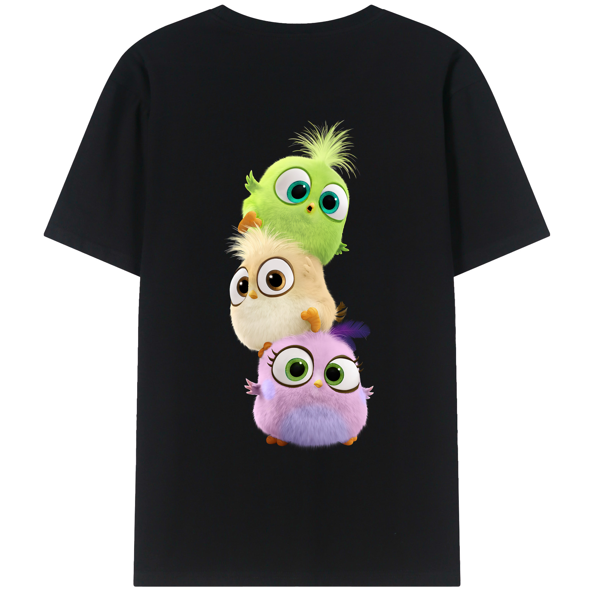 （画像用） Angry Birds アングリーバード 綿100％ メンズ半袖Tシャツ（バックプリント） 通気性